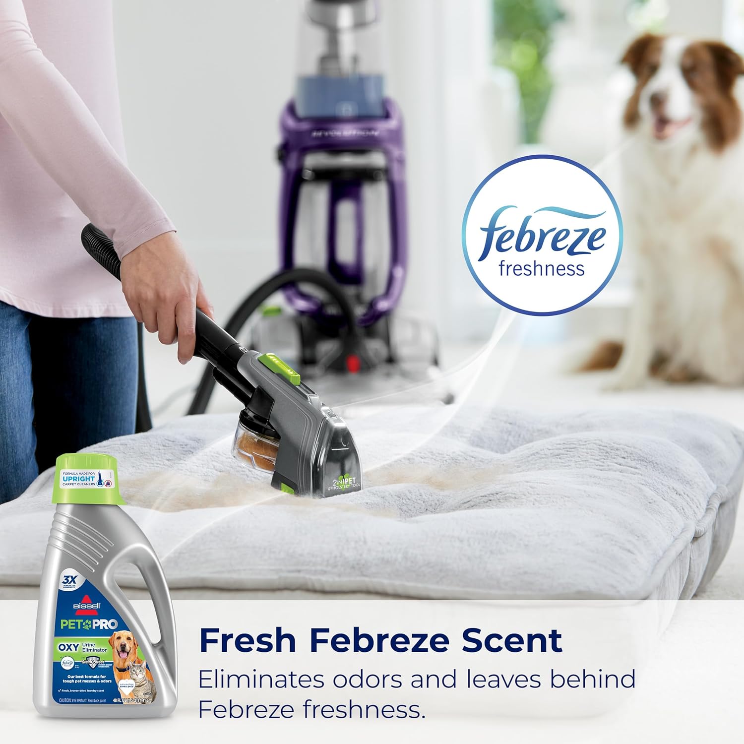 Bissell Professional Pet Urine Elimator with Oxy and Febreze Carpet Cleaner Shampoo 48 Ounce