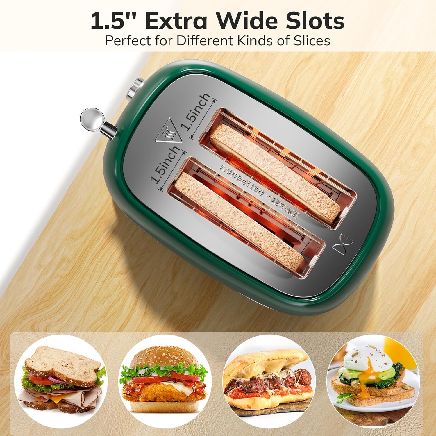 2 Slice Stainless Steel Toaster Retro with 6 Bread Shade Settings, Bagel, Cancel, Defrost Function, 2 Slice Toaster with Extra Wide Slot, Removable Crumb Tray, White