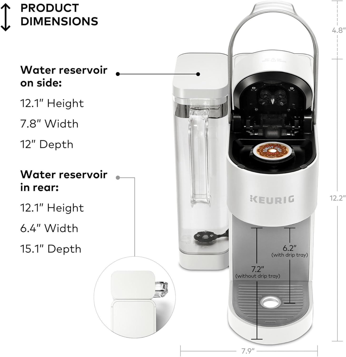 Keurig K-Supreme Single Serve K-Cup Pod Coffee Maker, MultiStream Technology, 4 Brew Sizes, 66oz Dual-Position Removable Reservoir, Black