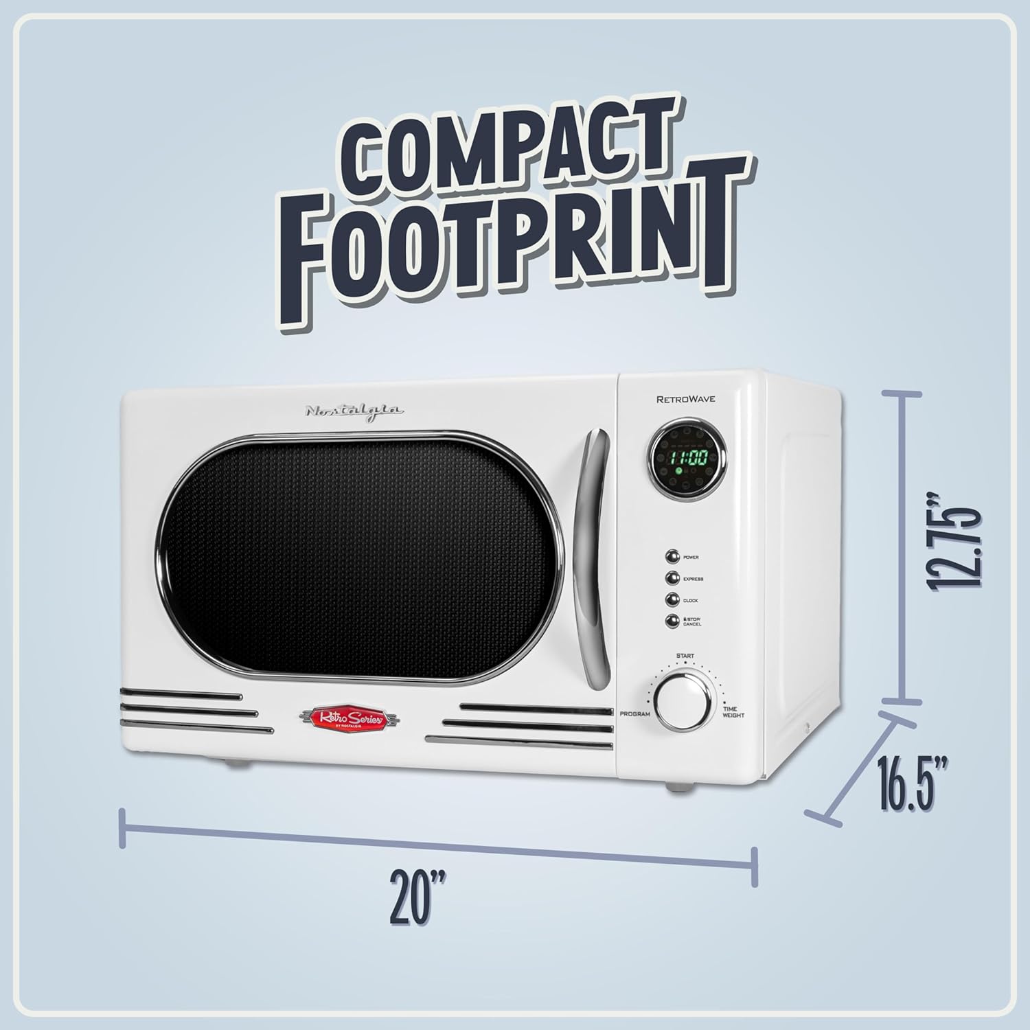 Nostalgia Retro Compact Countertop Microwave Oven - 0.7 Cu. Ft. - 700-Watts with LED Digital Display - Child Lock - Easy Clean Interior - Aqua