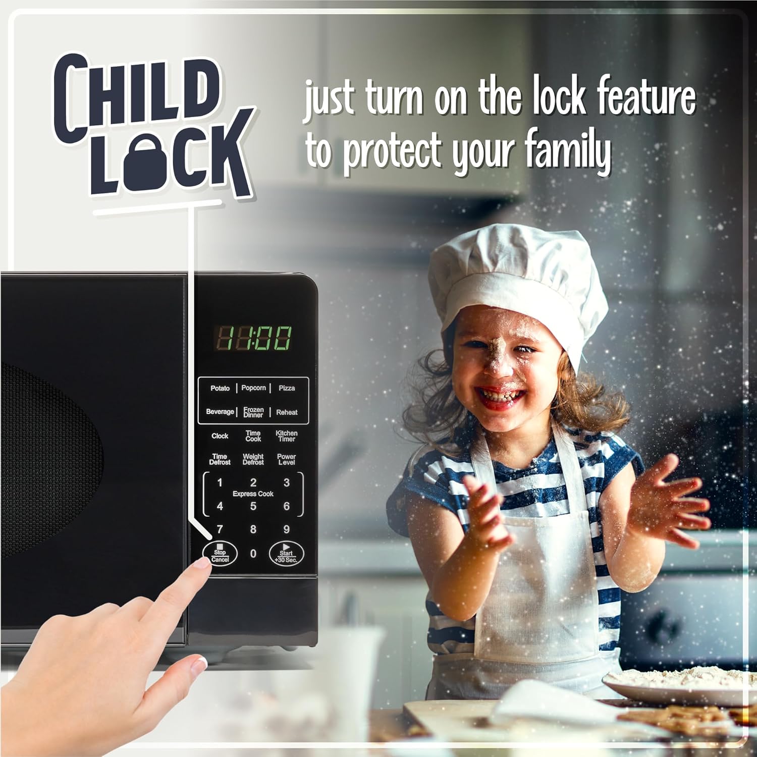 Nostalgia Retro Compact Countertop Microwave Oven - 0.7 Cu. Ft. - 700-Watts with LED Digital Display - Child Lock - Easy Clean Interior - Aqua