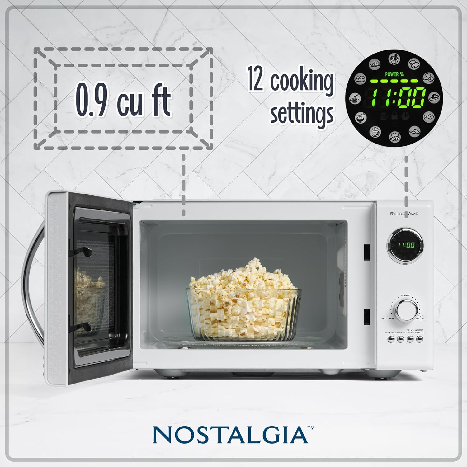 Nostalgia Retro Compact Countertop Microwave Oven - 0.7 Cu. Ft. - 700-Watts with LED Digital Display - Child Lock - Easy Clean Interior - Aqua