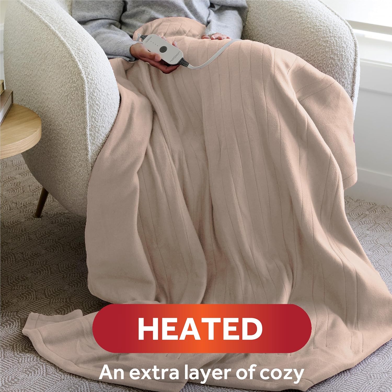 Sunbeam Royal Ultra Rodeen Blue Plaid Heated Personal Throw / Blanket, Cozy-Warm, Adjustable Heat Settings