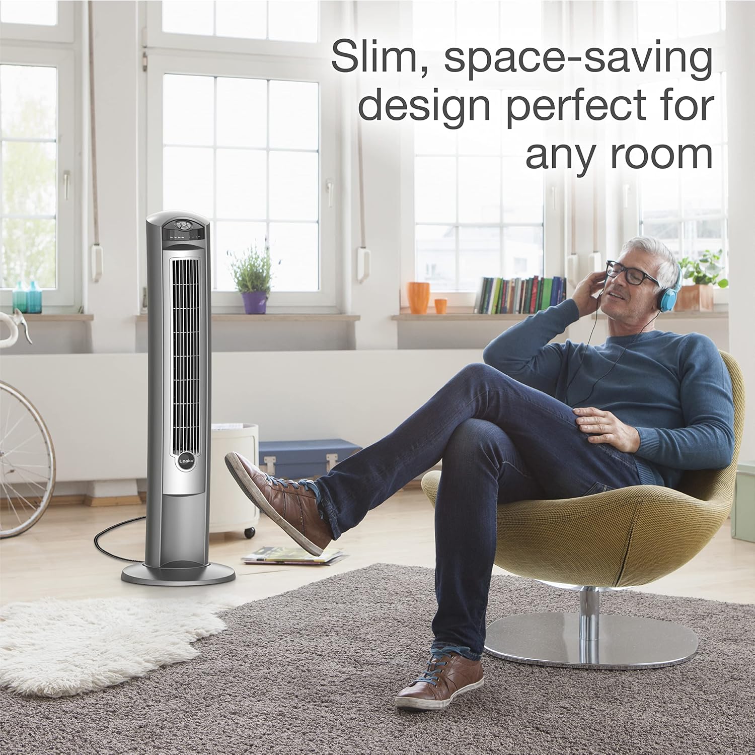 Lasko Oscillating Digital Ceramic Tower Heater for Home with Adjustable Thermostat, Timer and Remote Control, 23 Inches, 1500W, Silver, 755320, 8.5″L x 7.25″W x 23″H, Silver