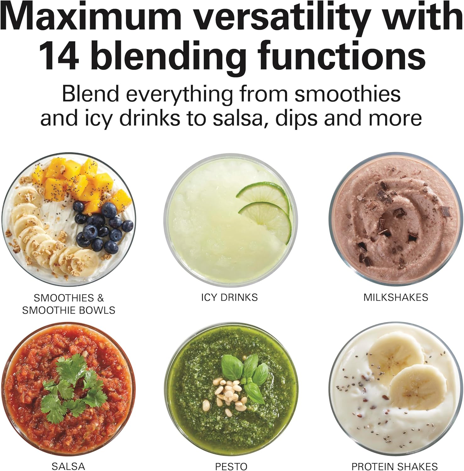 Hamilton Beach Wave Crusher Blender For Shakes and Smoothies With 40 Oz Glass Jar and 14 Functions, Ice Sabre Blades & 700 Watts for Consistently Smooth Results, Black + Stainless Steel (54221)