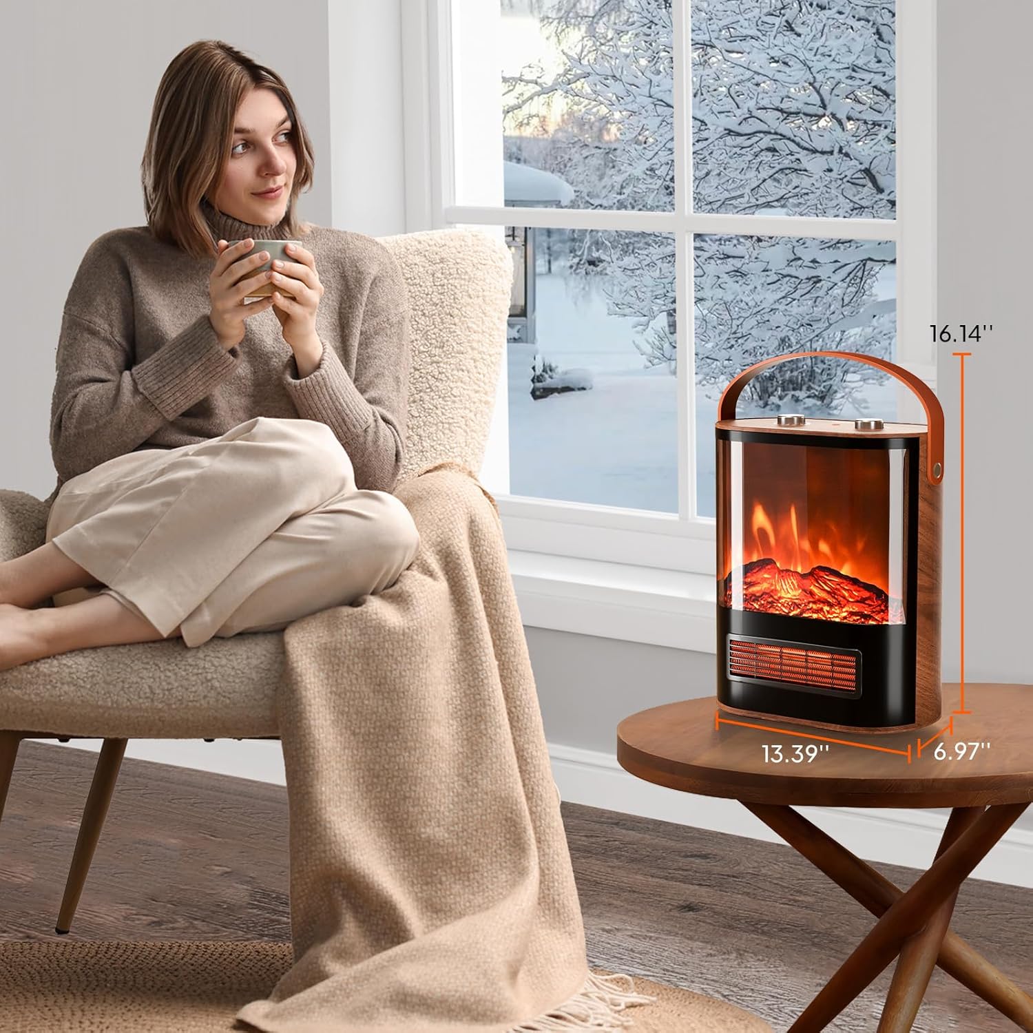 ROVSUN 1500W Electric Fireplace Stove, 22.4