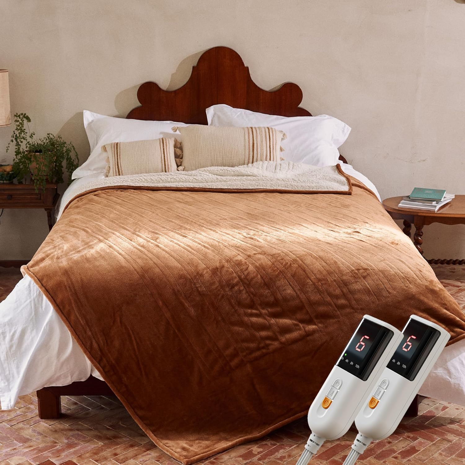 GOTCOZY Heated Blanket Electric Throw 50''X60''- Soft Silky Plush Electric Blanket with 4 Heating Level & 3 Hour Auto Off Heating Blanket, ETL Certified Machine Washable (Rose Dust)