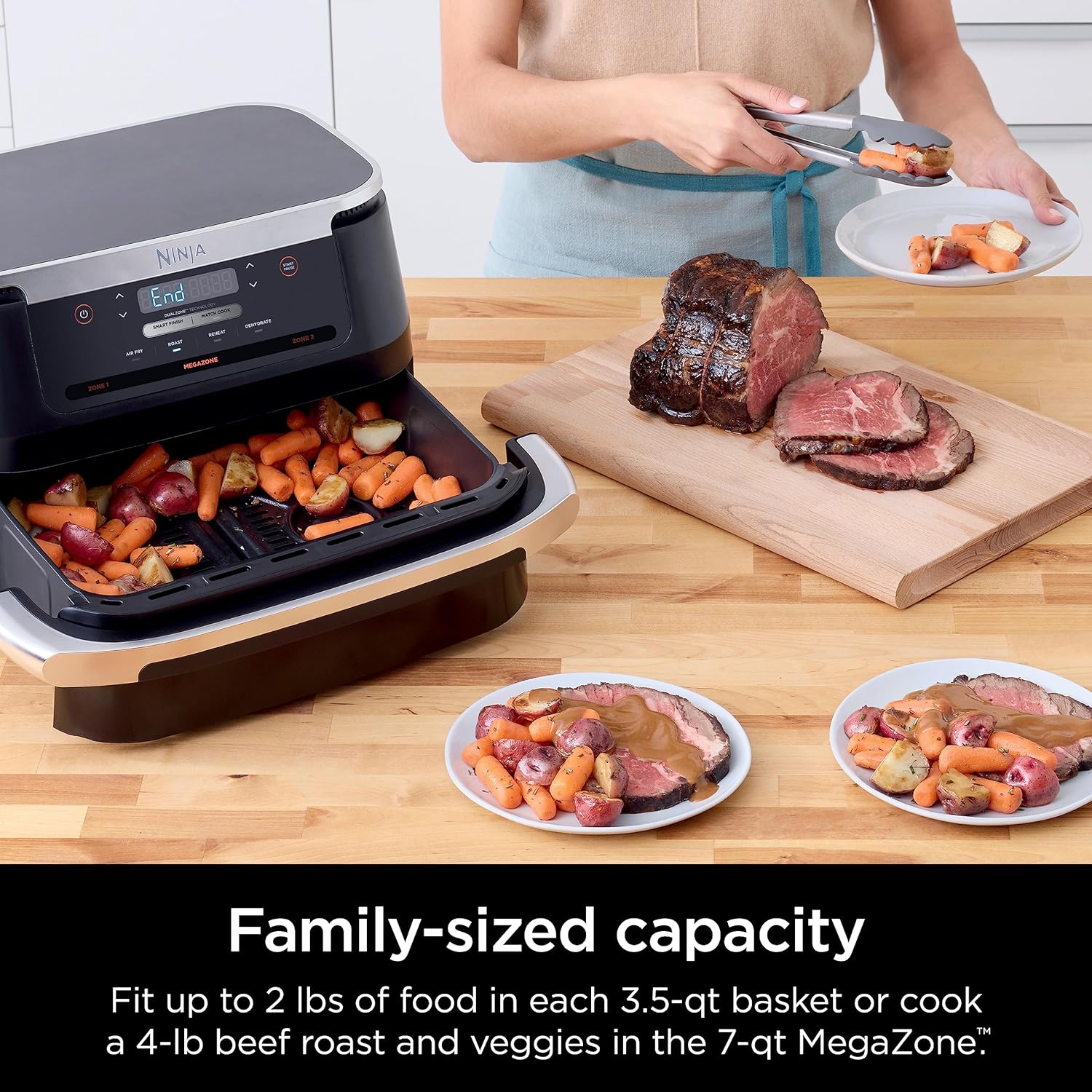 Ninja Air Fryer, Thermometer, Roast, Bake, Air Fry, Crisps, Broil, Reheats, Keep Warm, 10-in-1, Fries, Frozen Food, Veggies, and Meat, Quick Meals, Healthy Meals, Less Oil