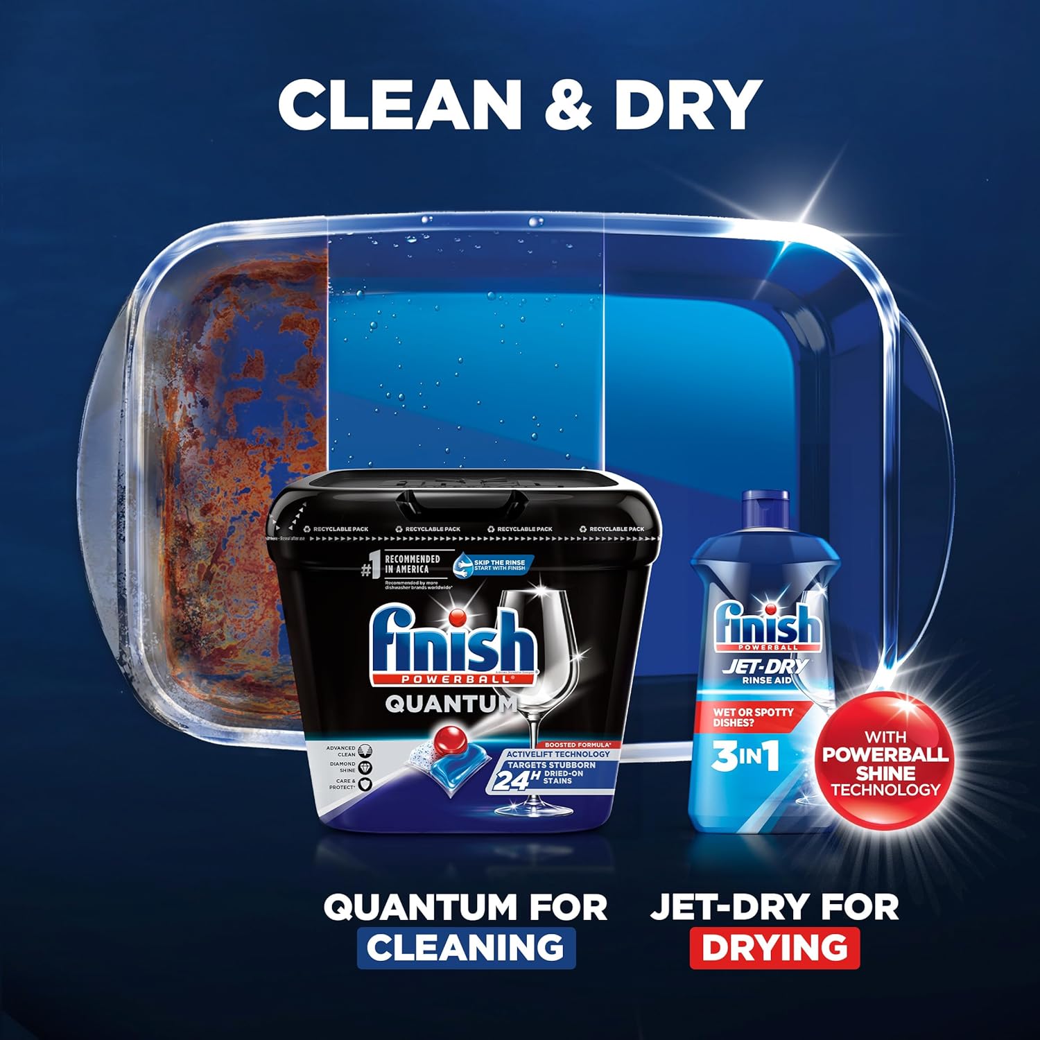 FINISH Quantum Powerball, Dishwasher Pods, Dishwasher Detergent Liquid, Dishwasher Soap, Advanced Clean & Shine, 84ct Dishwasher Tablets