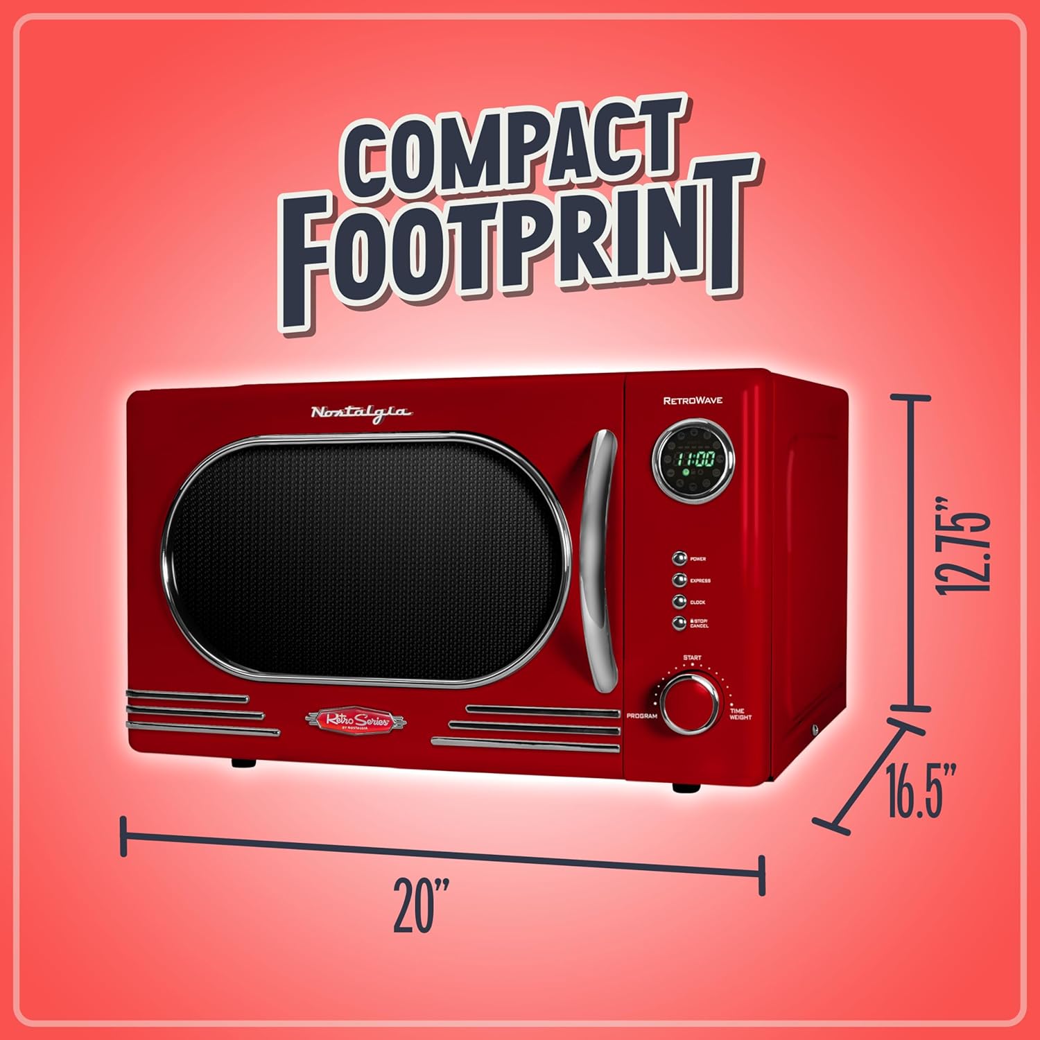 Nostalgia Retro Compact Countertop Microwave Oven - 0.7 Cu. Ft. - 700-Watts with LED Digital Display - Child Lock - Easy Clean Interior - Aqua