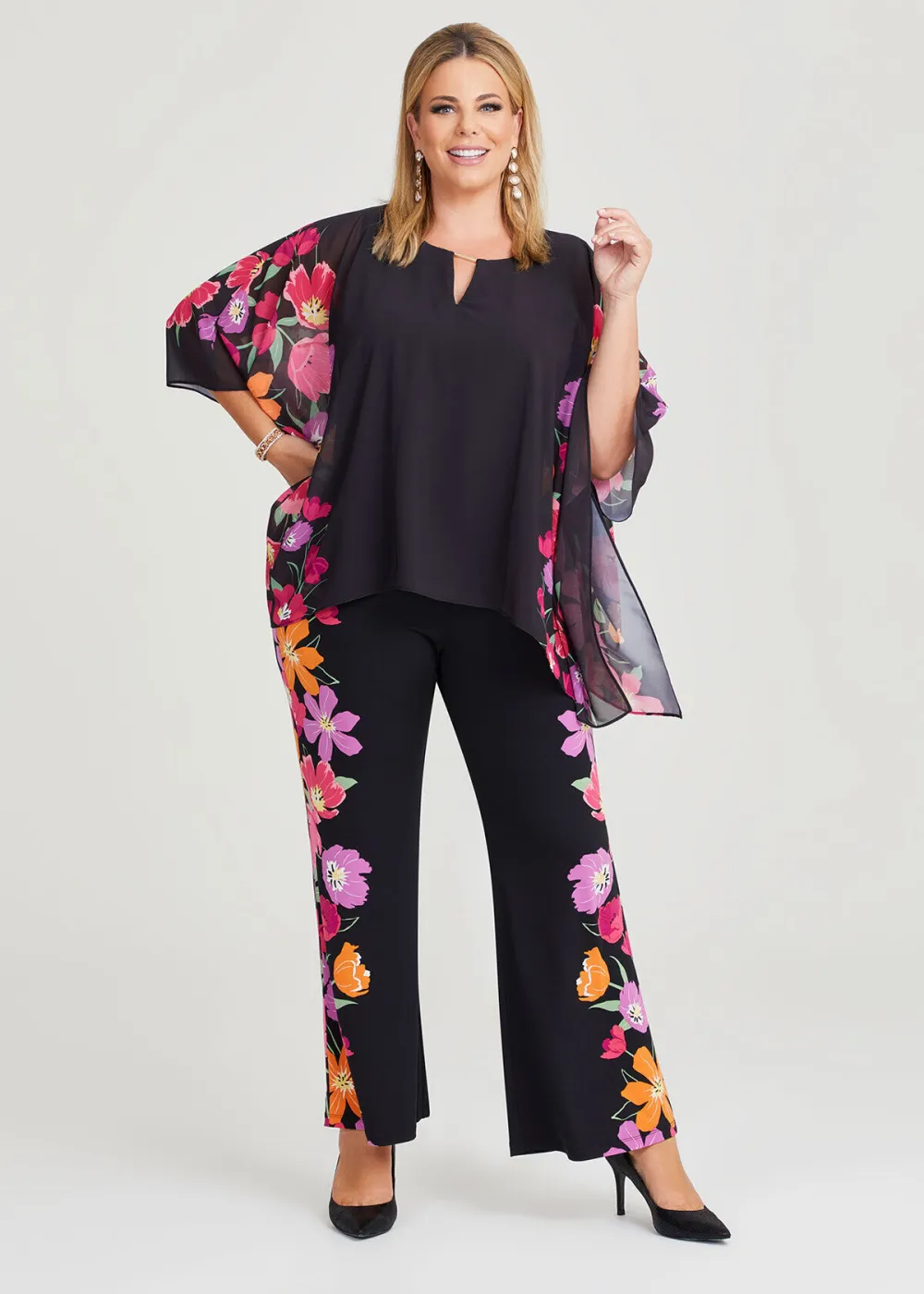 Floral Border Chiffon Top