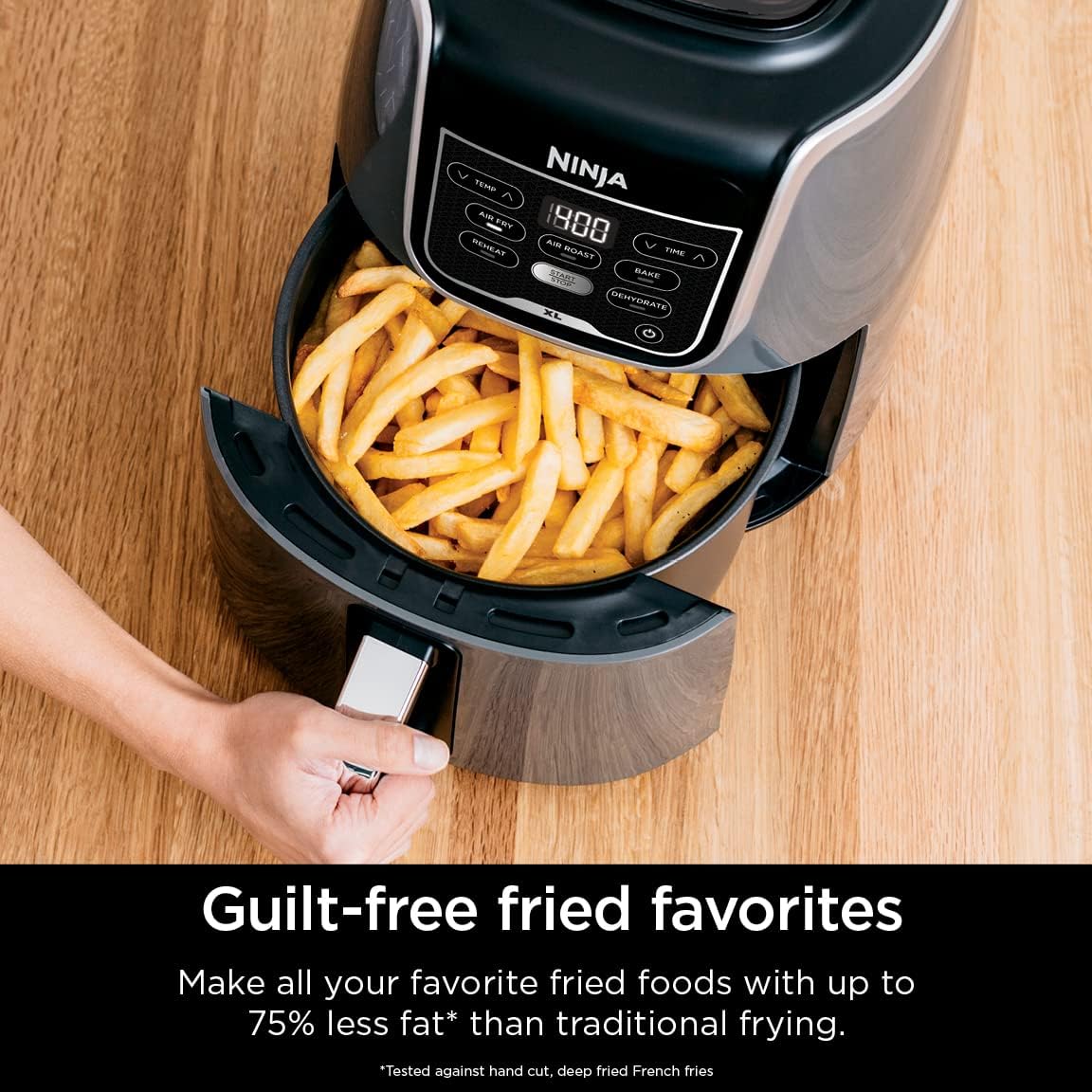 Ninja Air Fryer, Roast, Bake, Air Fry, Roast, Broil, Reheats, & Dehydrates, 4-in-1, Fries, Frozen Food, Veggies, and Juicy Meat, Less Oil, Easy Meals, Healthy Meals