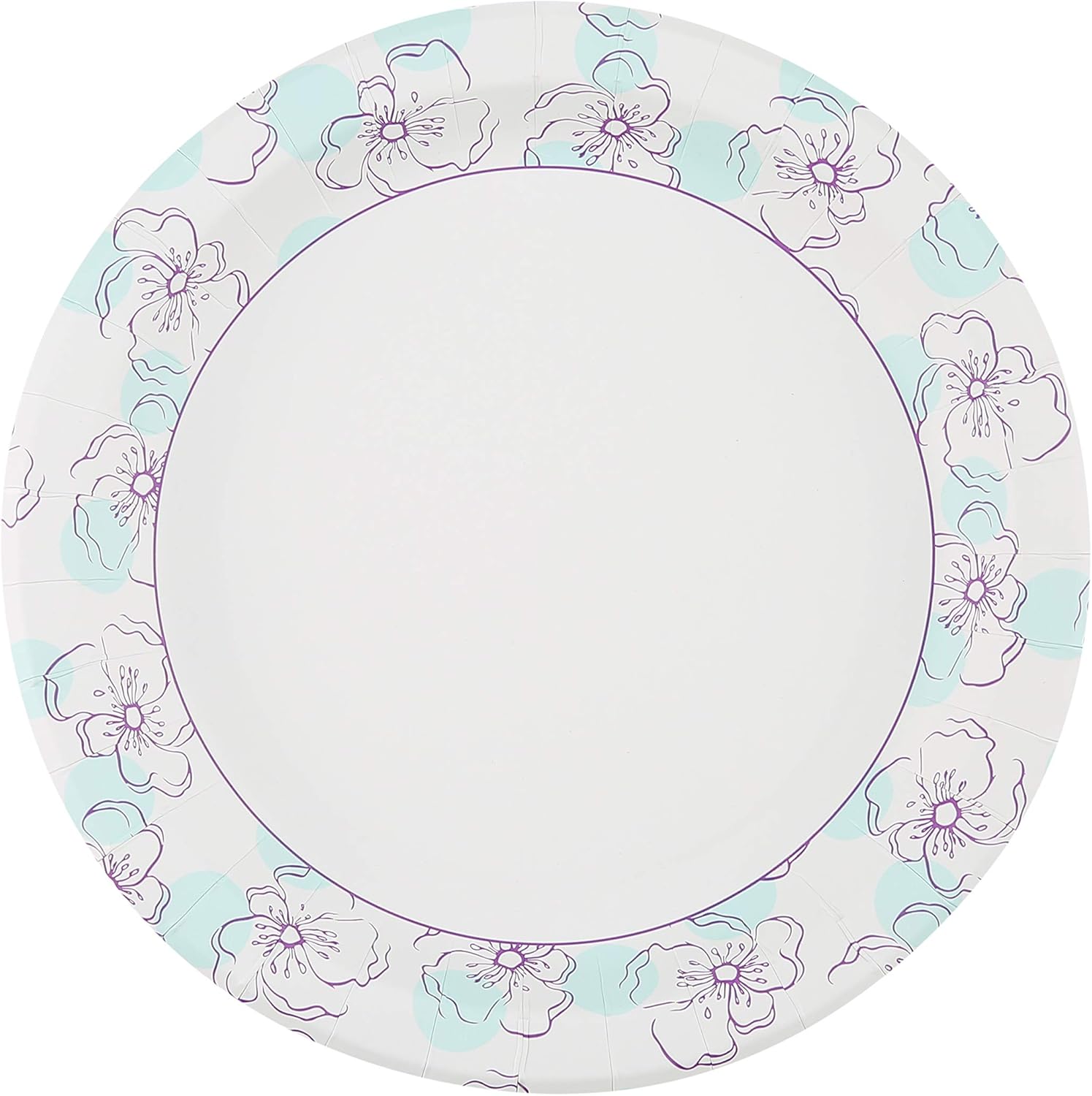 Glad Round Disposable Paper Plates 10 in, Blue Flower|Soak Proof, Cut Proof, Microwave Safe Heavy Duty Paper Plates For Parties|50 Count Bulk Paper Plates 10 Inch