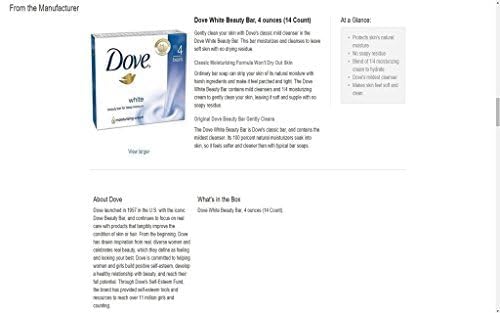 Dove Beauty Bar Gentle Skin Cleanser Moisturizing for Gentle Soft Skin Care Original Made With 1/4 Moisturizing Cream 3.75 oz, 14 Bars