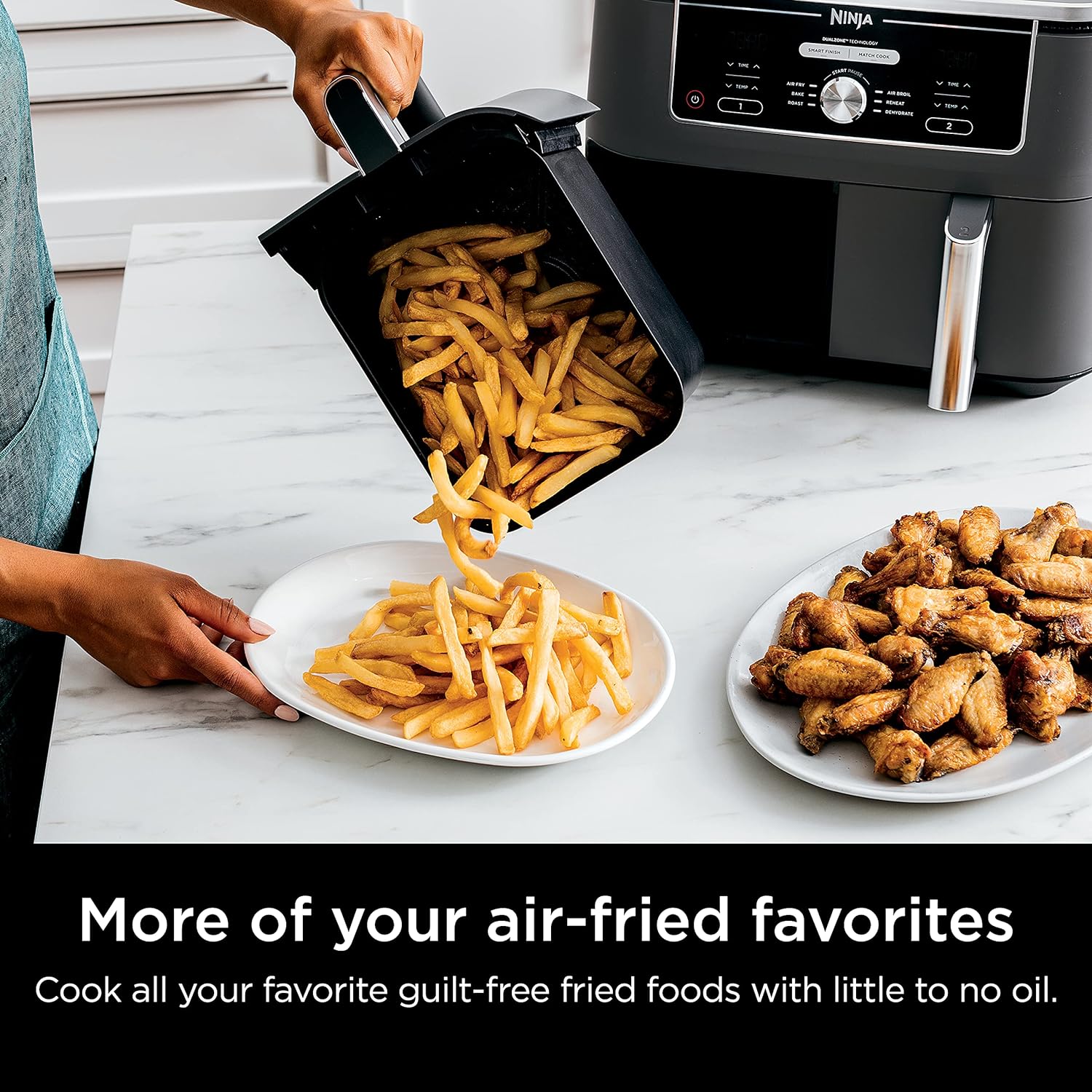 Ninja Air Fryer, Thermometer, Roast, Bake, Air Fry, Crisps, Broil, Reheats, Keep Warm, 10-in-1, Fries, Frozen Food, Veggies, and Meat, Quick Meals, Healthy Meals, Less Oil