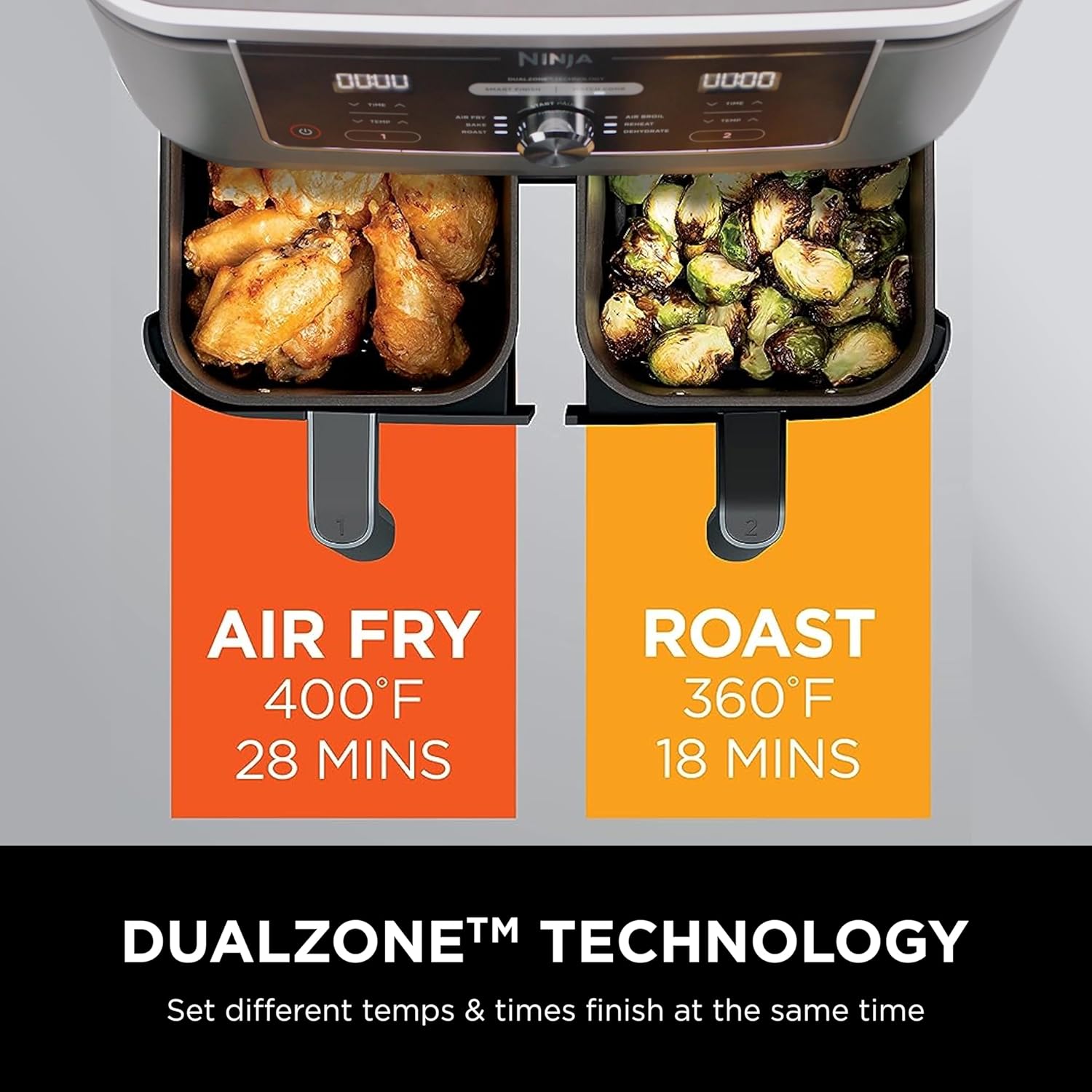 Ninja Air Fryer, Thermometer, Roast, Bake, Air Fry, Crisps, Broil, Reheats, Keep Warm, 10-in-1, Fries, Frozen Food, Veggies, and Meat, Quick Meals, Healthy Meals, Less Oil