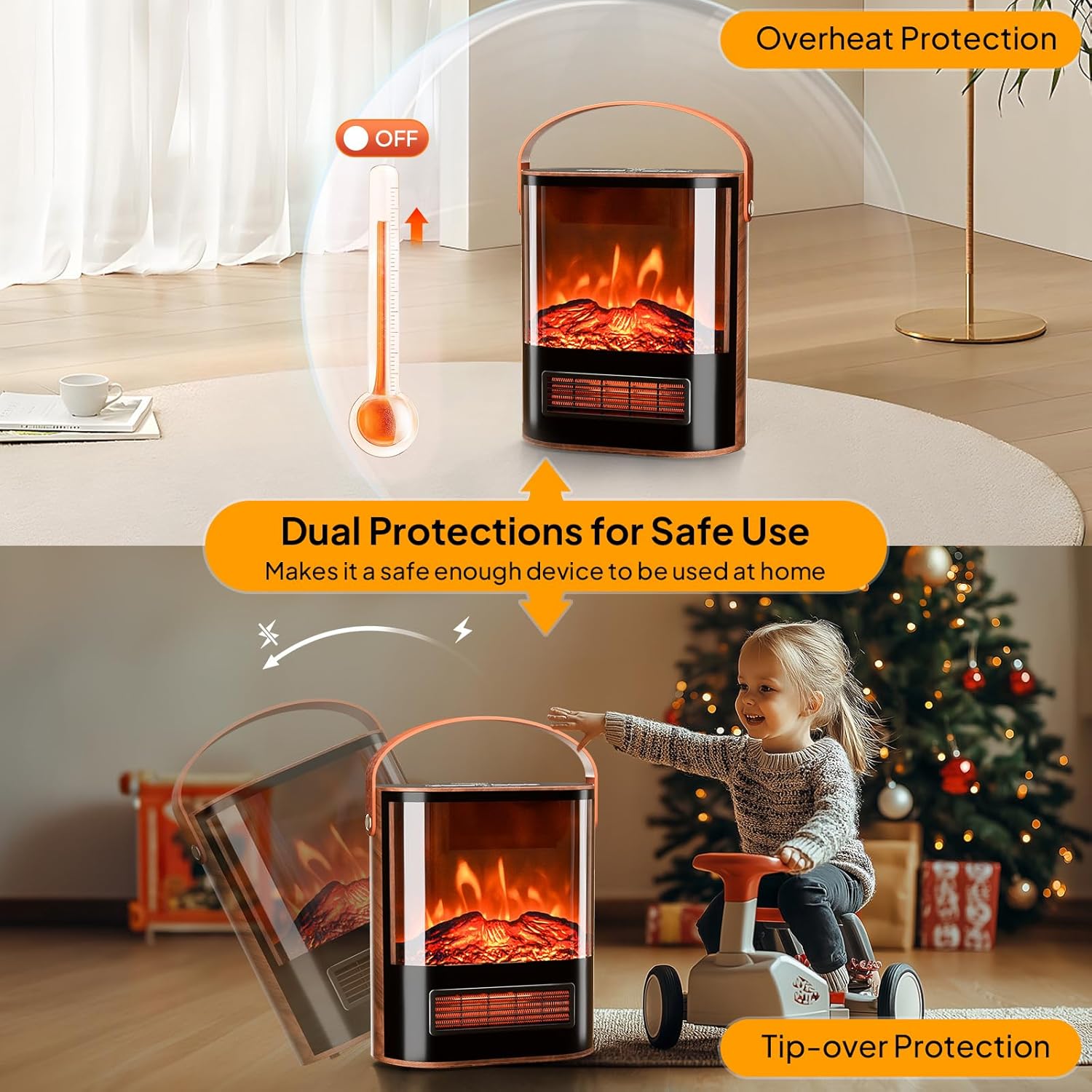 ROVSUN 1500W Electric Fireplace Stove, 22.4