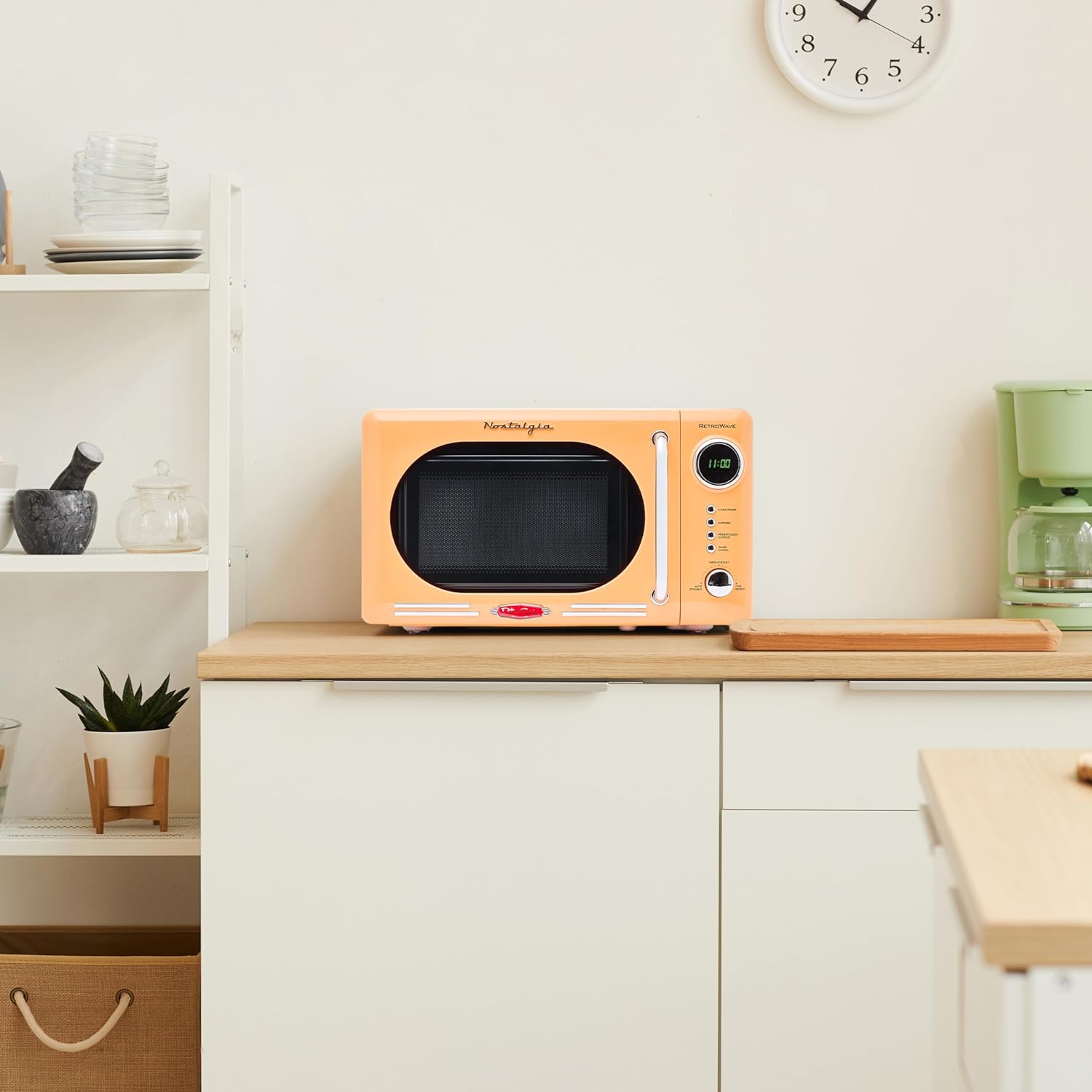 Nostalgia Retro Compact Countertop Microwave Oven - 0.7 Cu. Ft. - 700-Watts with LED Digital Display - Child Lock - Easy Clean Interior - Aqua