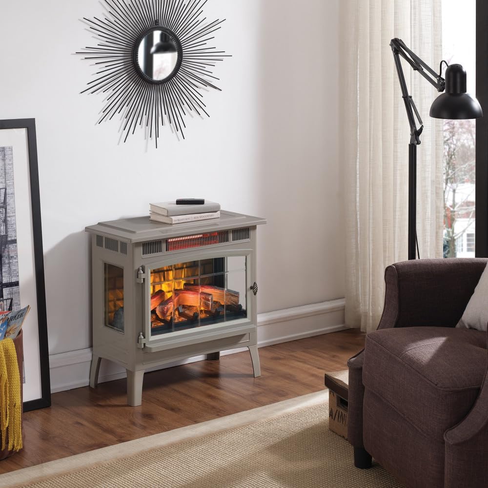 duraflame Freestanding Electric Fireplace Stove Heater with 3D Flame Effect for 1,000 Sq. Ft. Room, Black