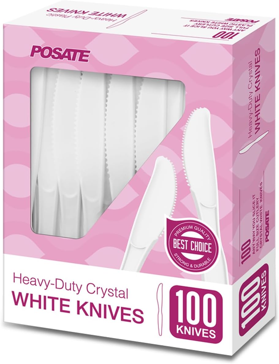 POSATE Heavy Weight Plastic Forks, Clear Disposable, 100 Count