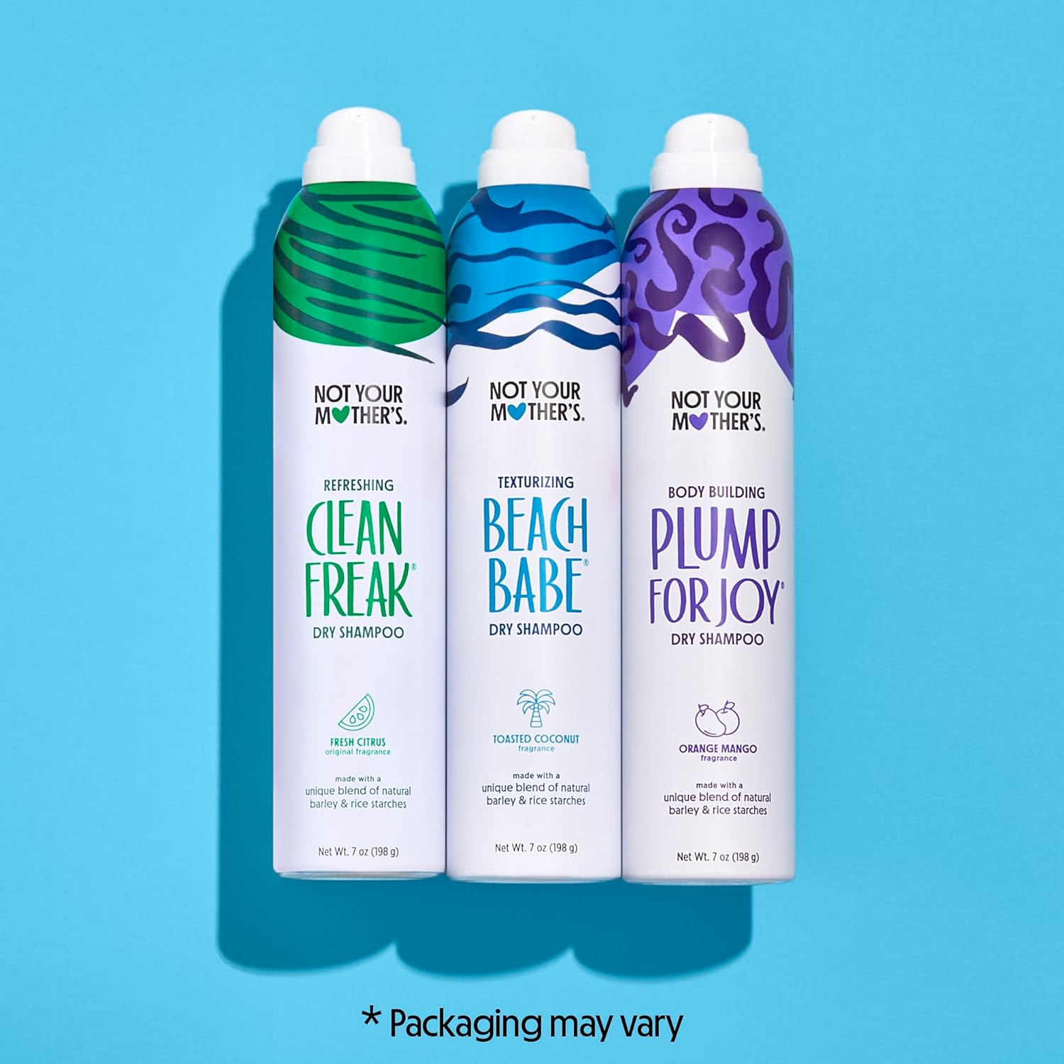 Not Your Mother's Dry Shampoo Assortment (3-Pack) - 7 oz - Clean Freak Dry Shampoo, Plump for Joy Dry Shampoo, Beach Babe Dry Shampoo - Instantly Absorbs Oil in Hair
