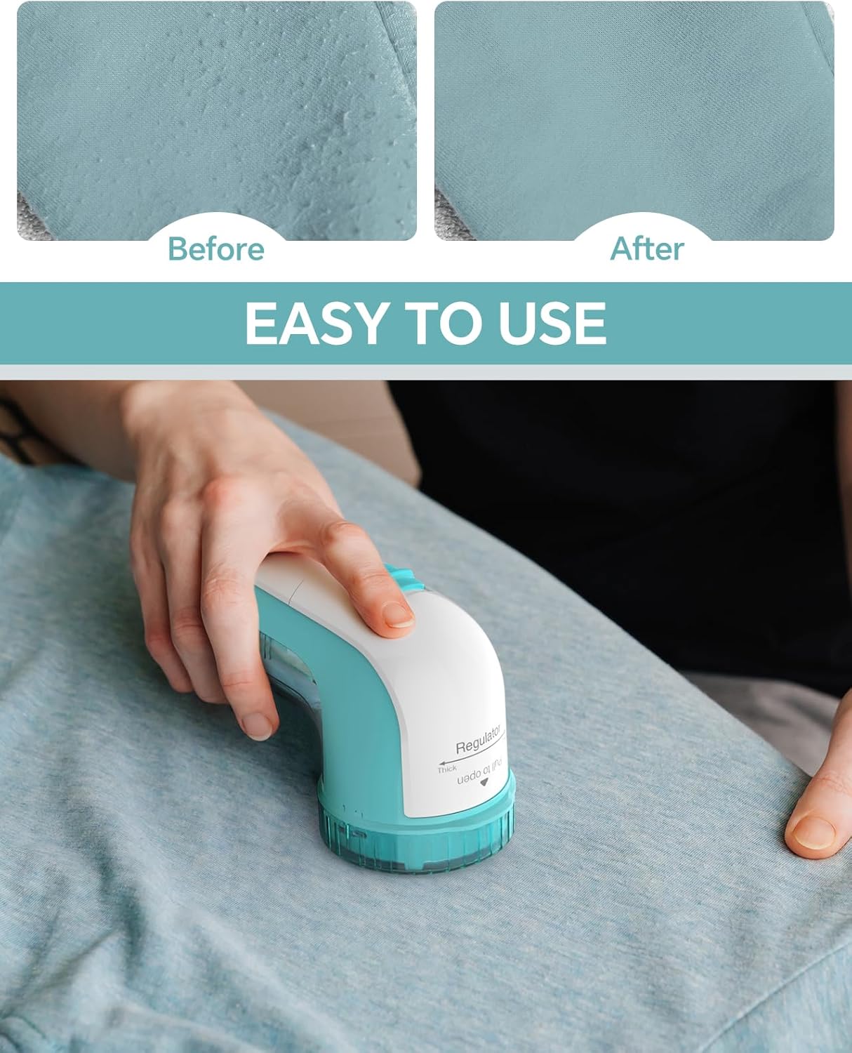 BEAUTURAL Fabric Shaver and Lint Remover, Sweater Defuzzer with 2-Speeds, 2 Replaceable Stainless Steel Blades, Battery Operated, Remove Clothes Fuzz, Lint Balls, Pills, Bobbles