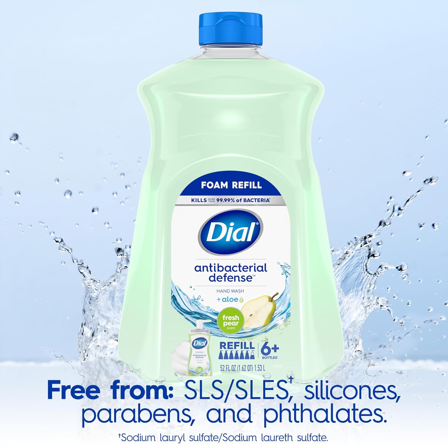 Dial Antibacterial Foaming Hand Soap Refill, Spring Water, 52 fl oz
