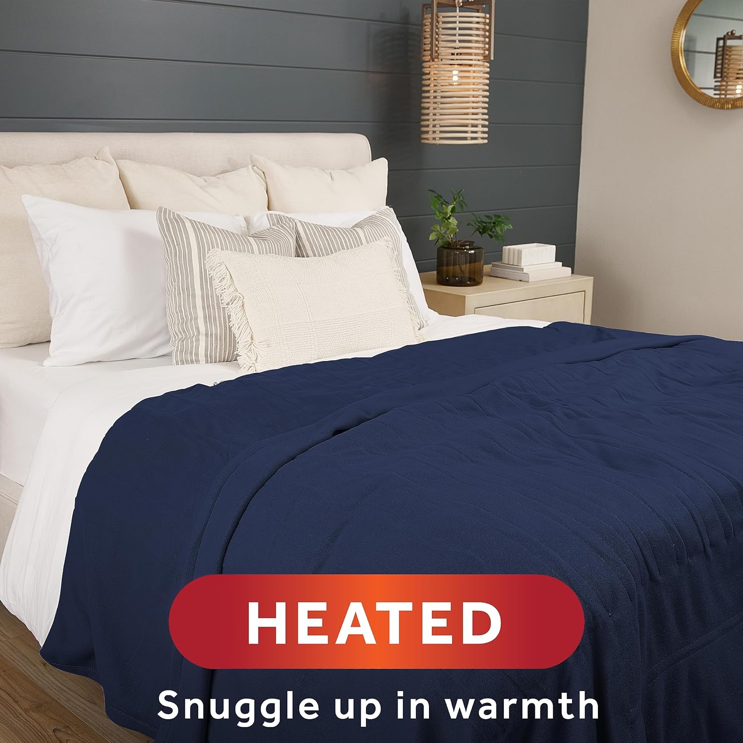 Sunbeam Royal Ultra Rodeen Blue Plaid Heated Personal Throw / Blanket, Cozy-Warm, Adjustable Heat Settings