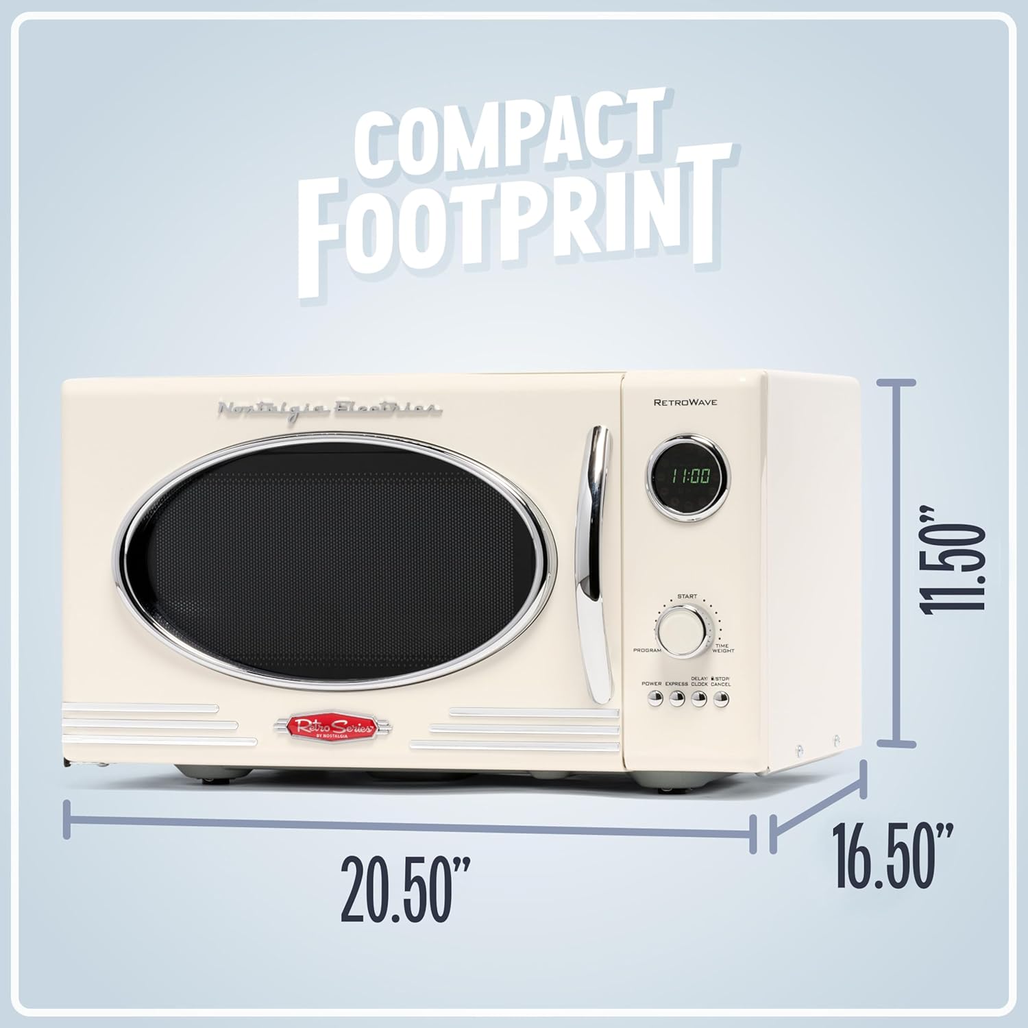Nostalgia Retro Compact Countertop Microwave Oven - 0.7 Cu. Ft. - 700-Watts with LED Digital Display - Child Lock - Easy Clean Interior - Aqua