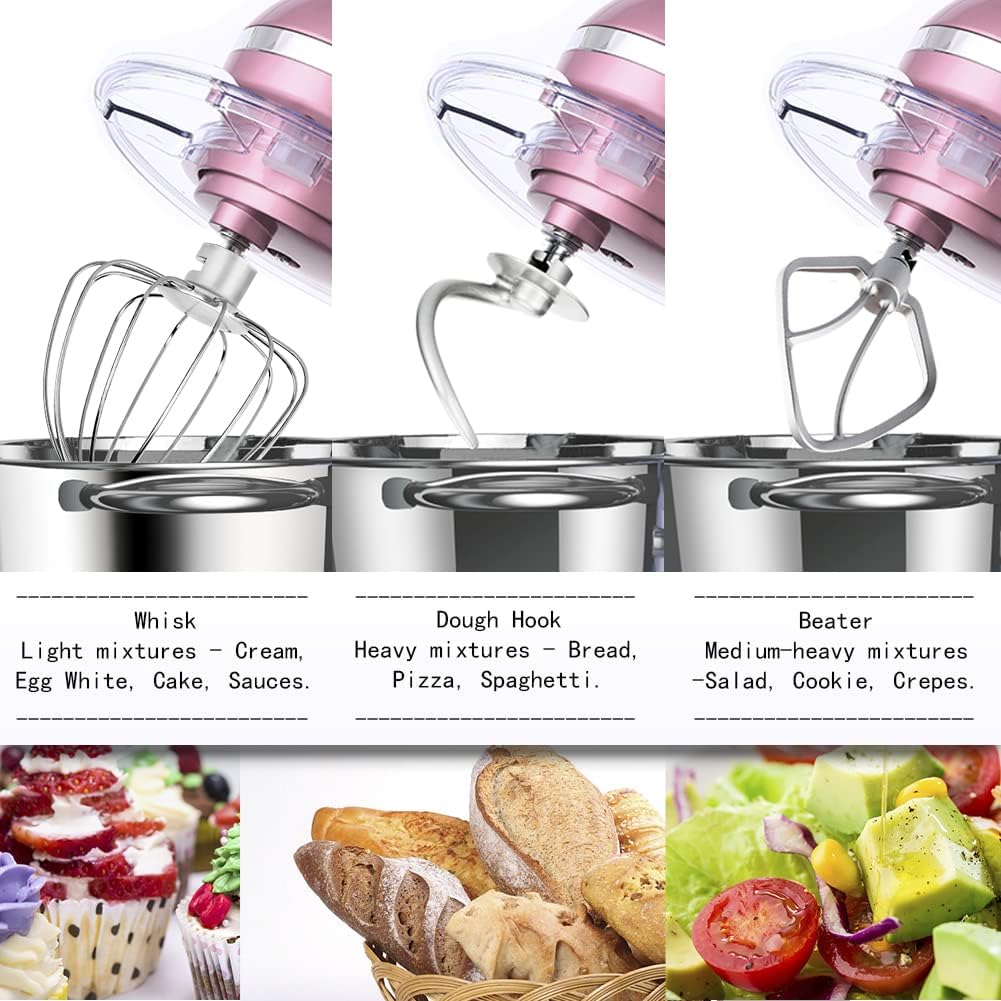 Aucma Stand Mixer,6.5-QT 660W 6-Speed Tilt-Head Food Mixer, Kitchen Electric Mixer with Dough Hook, Wire Whip & Beater (6.5QT, Black)