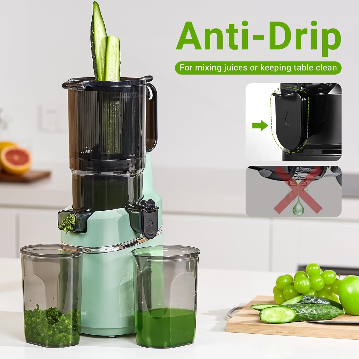 Juicer Machines, AMZCHEF 5.3-Inch Self-Feeding Masticating Juicer Fit Whole Fruits & Vegetables, Cold Press Electric Juicer Machines with High Juice Yield, Easy Cleaning, BPA Free, 250W, Black