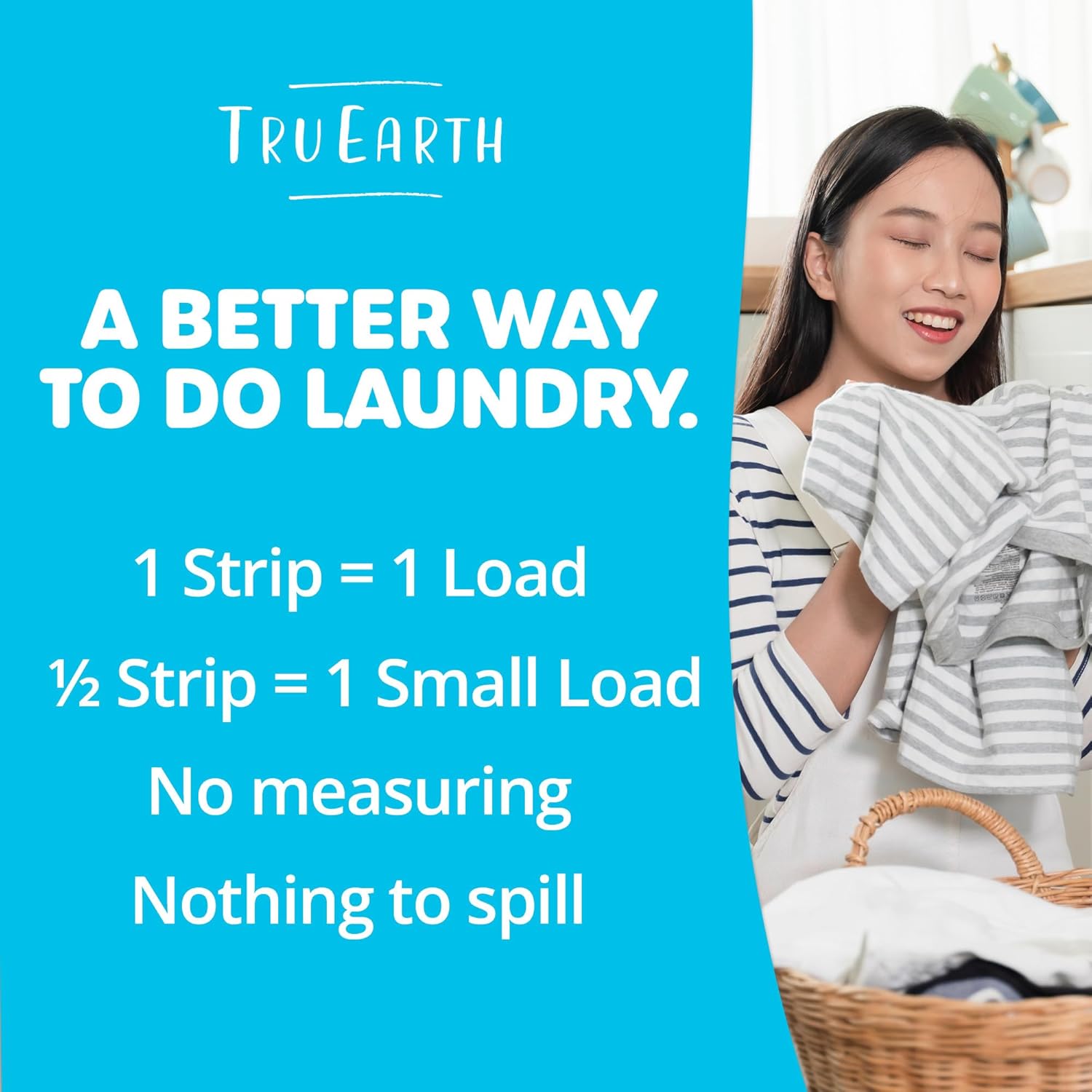 Tru Earth Compact Dry Laundry Detergent Sheets - Up to 64 Loads (32 Sheets) - Paraben-Free - Original Eco-Strip Liquidless Laundry Detergent, Travel Laundry Sheets - Fresh Linen
