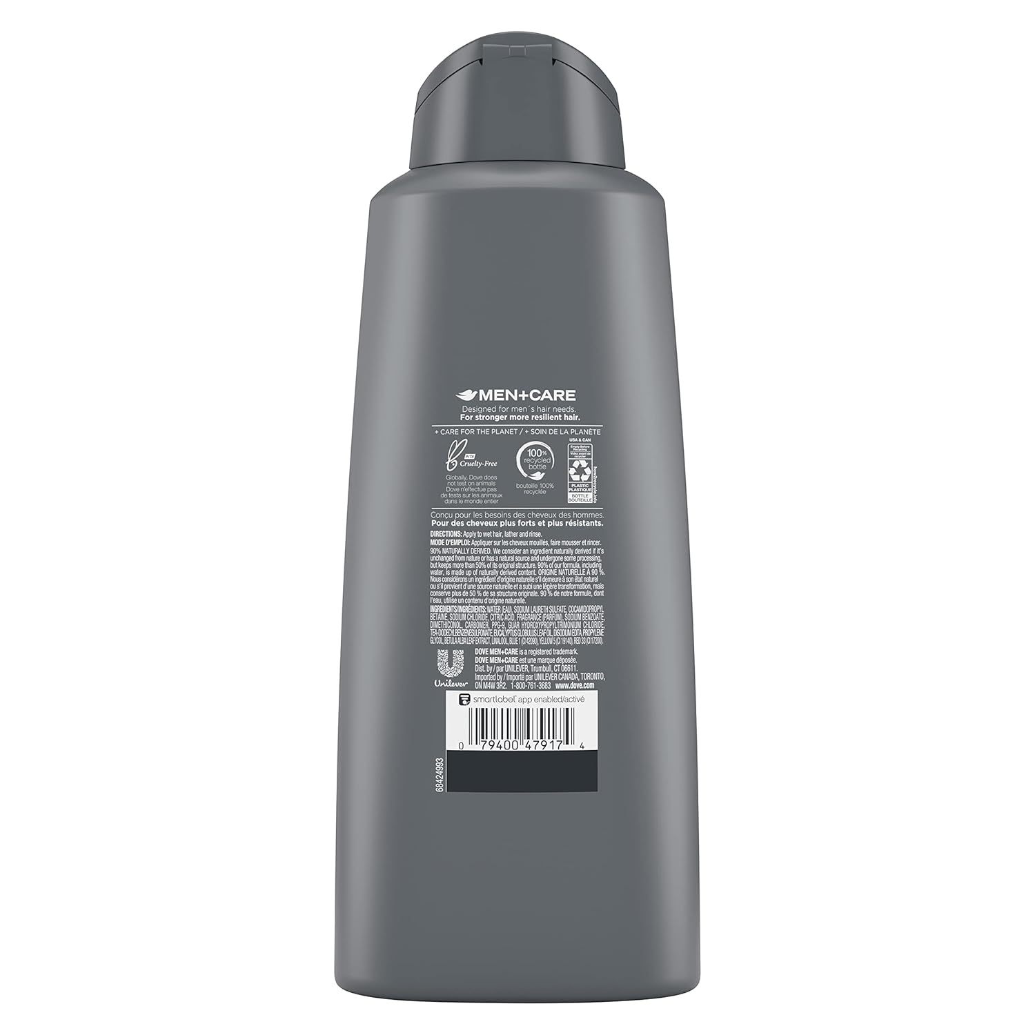 DOVE MEN + CARE 2 in 1 Shampoo & Conditioner Eucalyptus & Birch 4 Count For Healthy-Looking Hair Naturally Derived Plant Based Cleansers 12 oz