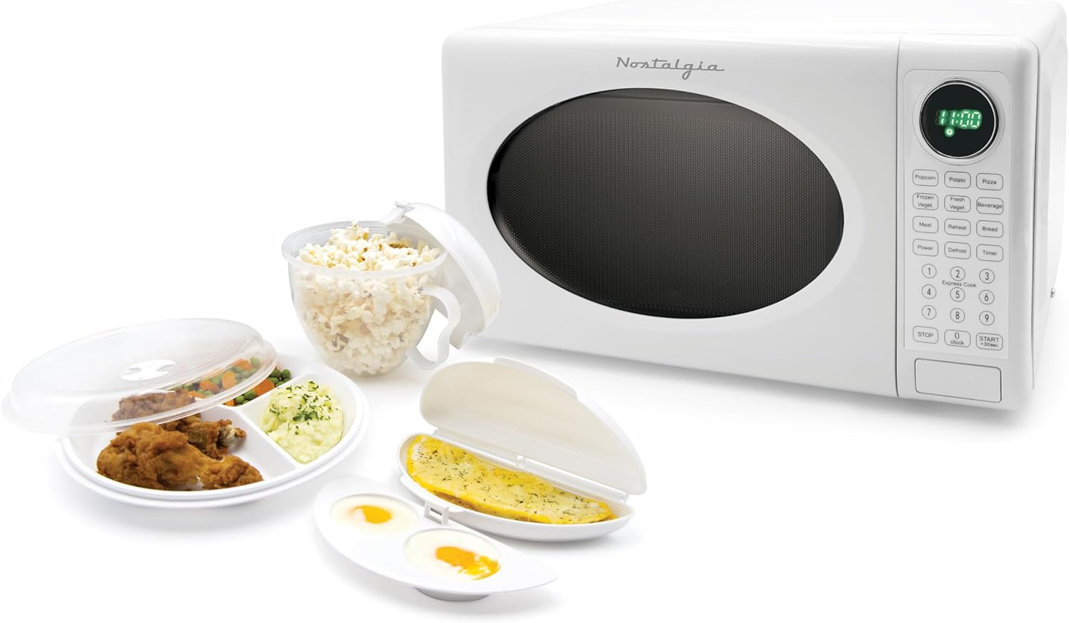 Nostalgia Retro Compact Countertop Microwave Oven - 0.7 Cu. Ft. - 700-Watts with LED Digital Display - Child Lock - Easy Clean Interior - Aqua