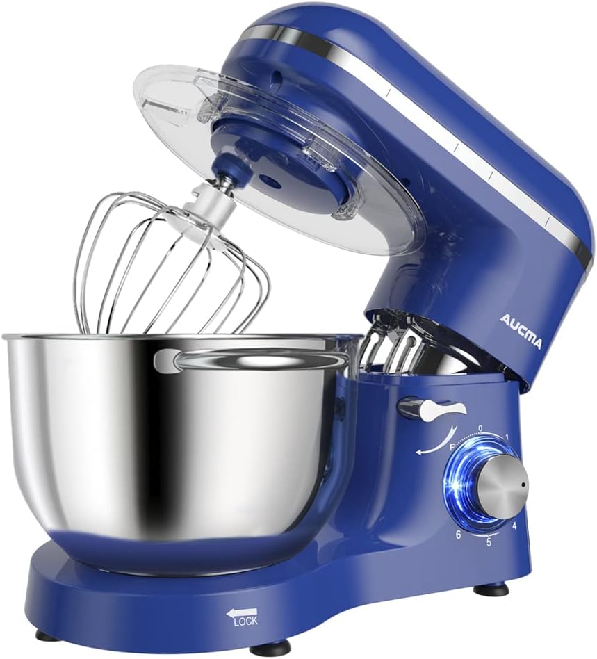 Aucma Stand Mixer,6.5-QT 660W 6-Speed Tilt-Head Food Mixer, Kitchen Electric Mixer with Dough Hook, Wire Whip & Beater (6.5QT, Black)