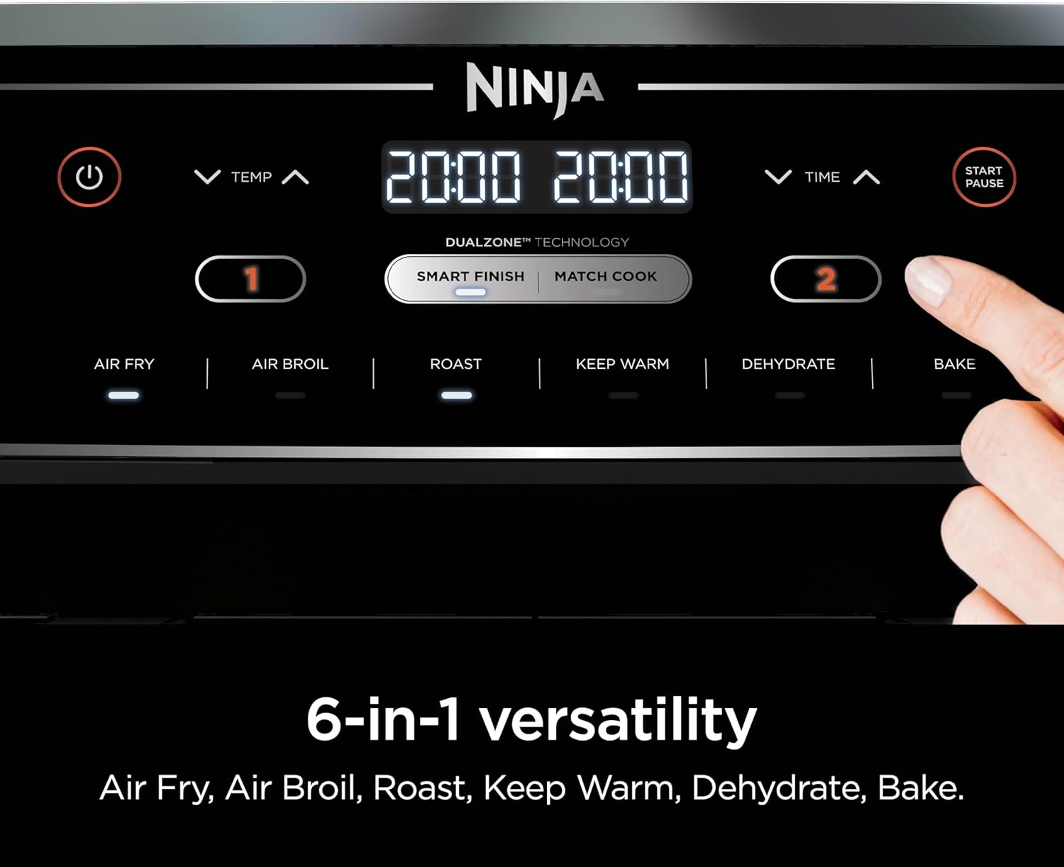 Ninja Air Fryer, Thermometer, Roast, Bake, Air Fry, Crisps, Broil, Reheats, Keep Warm, 10-in-1, Fries, Frozen Food, Veggies, and Meat, Quick Meals, Healthy Meals, Less Oil