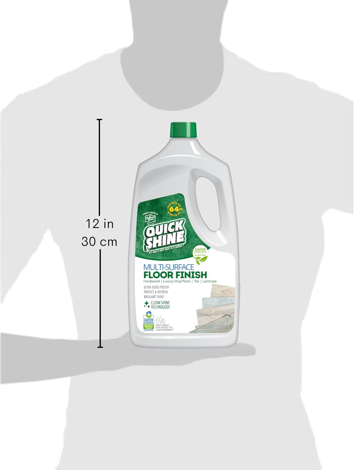 Quick Shine Multi Surface Floor Finish 64oz | Cleaner & Polish to use on Hardwood, Laminate, Luxury Vinyl Plank LVT, Tile & Stone