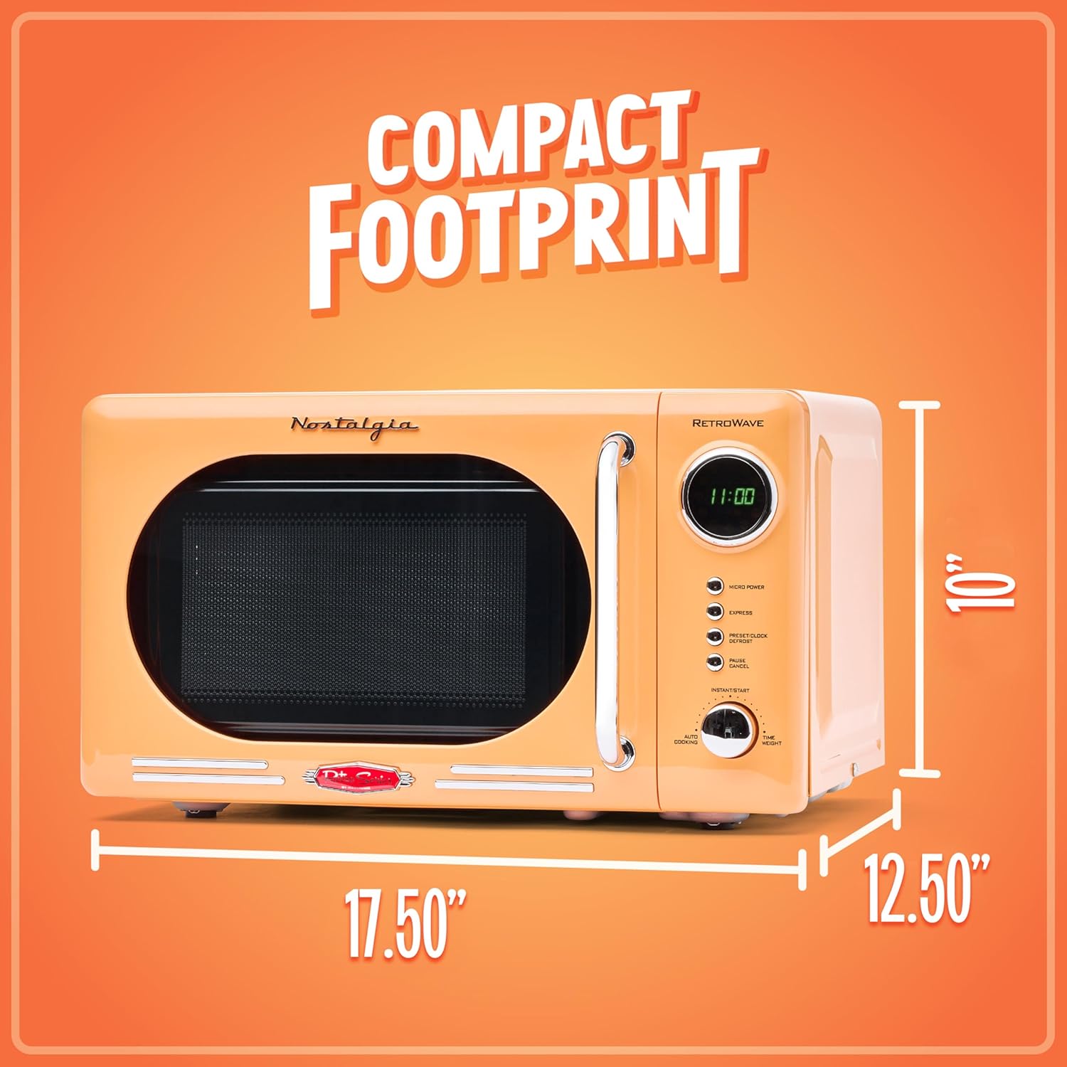 Nostalgia Retro Compact Countertop Microwave Oven - 0.7 Cu. Ft. - 700-Watts with LED Digital Display - Child Lock - Easy Clean Interior - Aqua