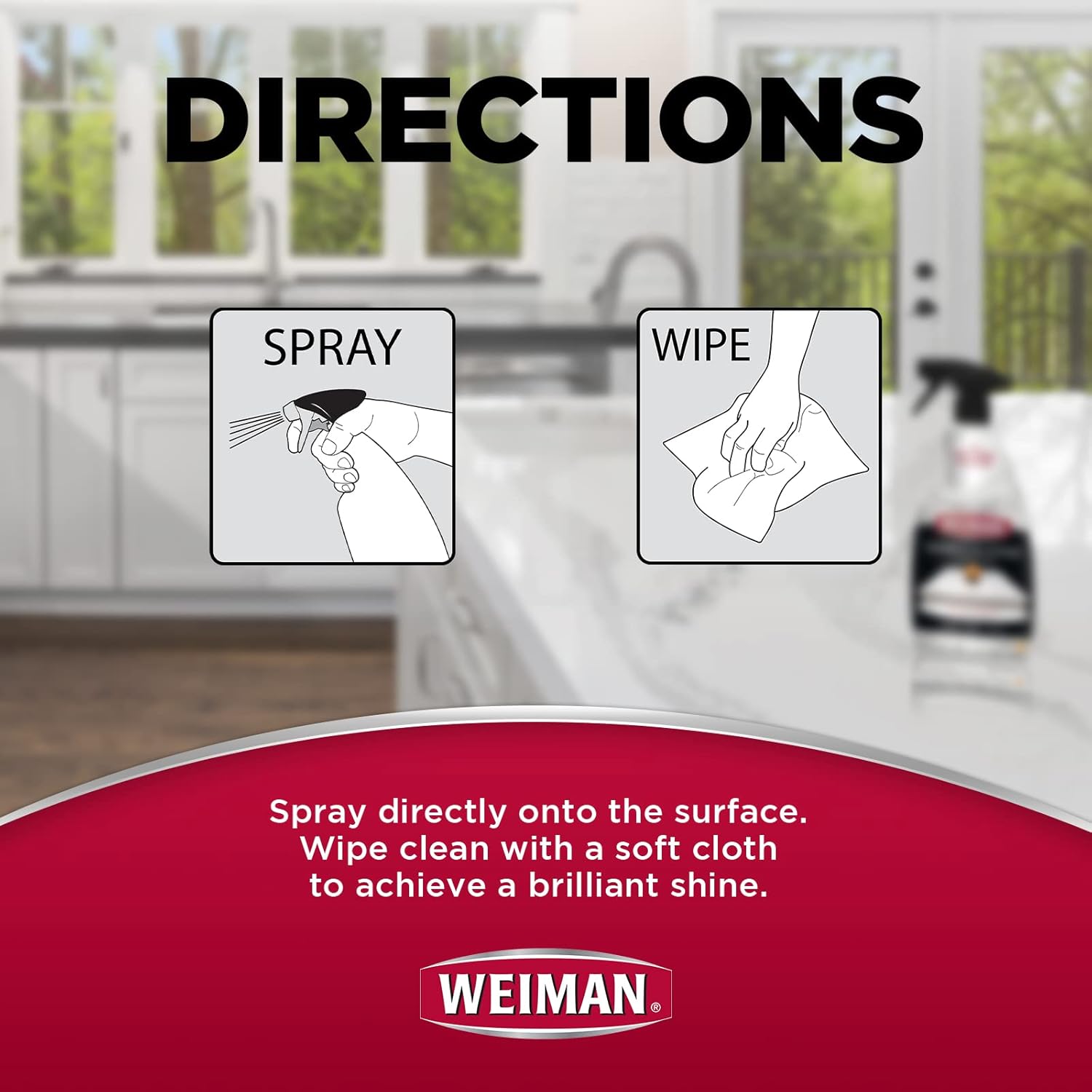 Weiman Quartz Countertop Cleaner and Polish (2 Pack w/Micro Towel) Clean and Shine Your Quartz Countertops Islands and Stone Surfaces with Ultra Violet Protection