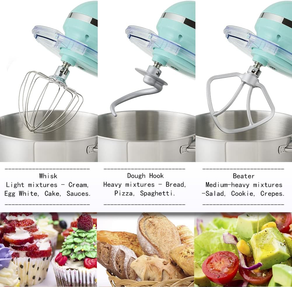 Aucma Stand Mixer,6.5-QT 660W 6-Speed Tilt-Head Food Mixer, Kitchen Electric Mixer with Dough Hook, Wire Whip & Beater (6.5QT, Black)