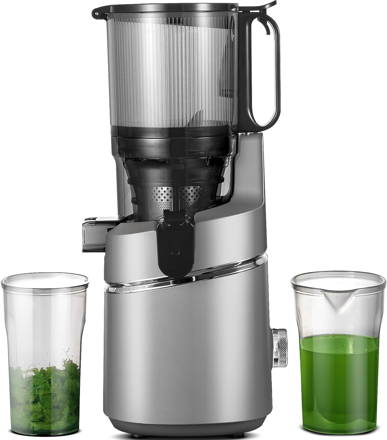 Juicer Machines, AMZCHEF 5.3-Inch Self-Feeding Masticating Juicer Fit Whole Fruits & Vegetables, Cold Press Electric Juicer Machines with High Juice Yield, Easy Cleaning, BPA Free, 250W, Black