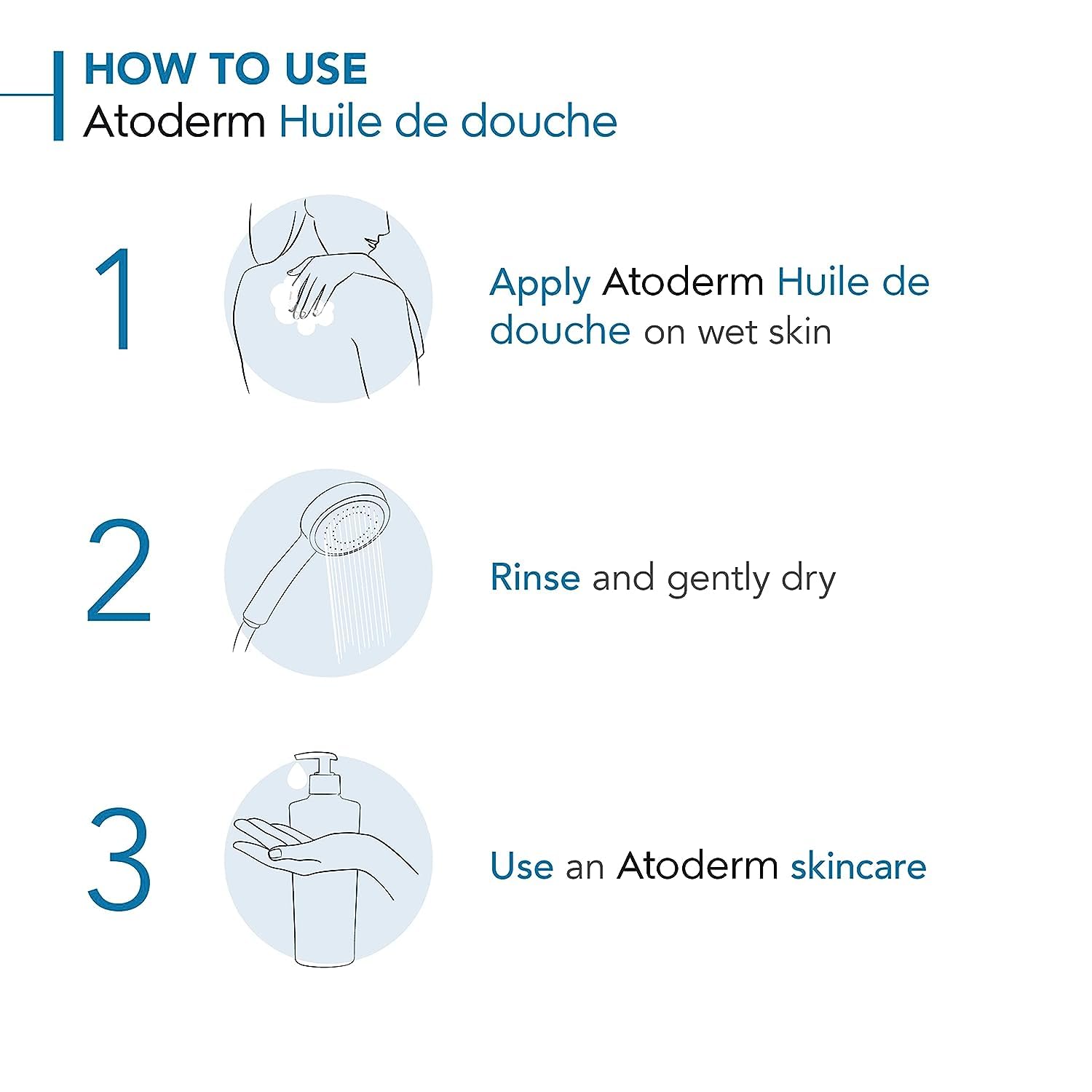 Bioderma Atoderm Shower Oil, Cleansing Oil For Face & Body, Nourishing Cleansing Oil