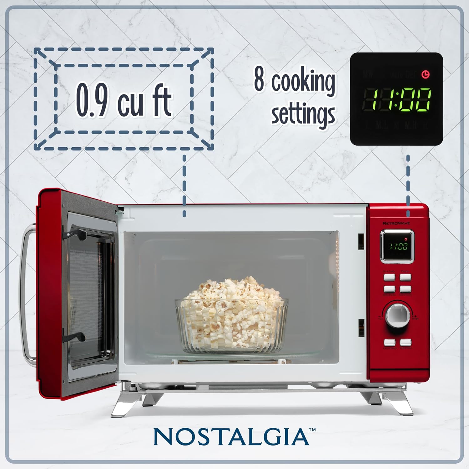 Nostalgia Retro Compact Countertop Microwave Oven - 0.7 Cu. Ft. - 700-Watts with LED Digital Display - Child Lock - Easy Clean Interior - Aqua