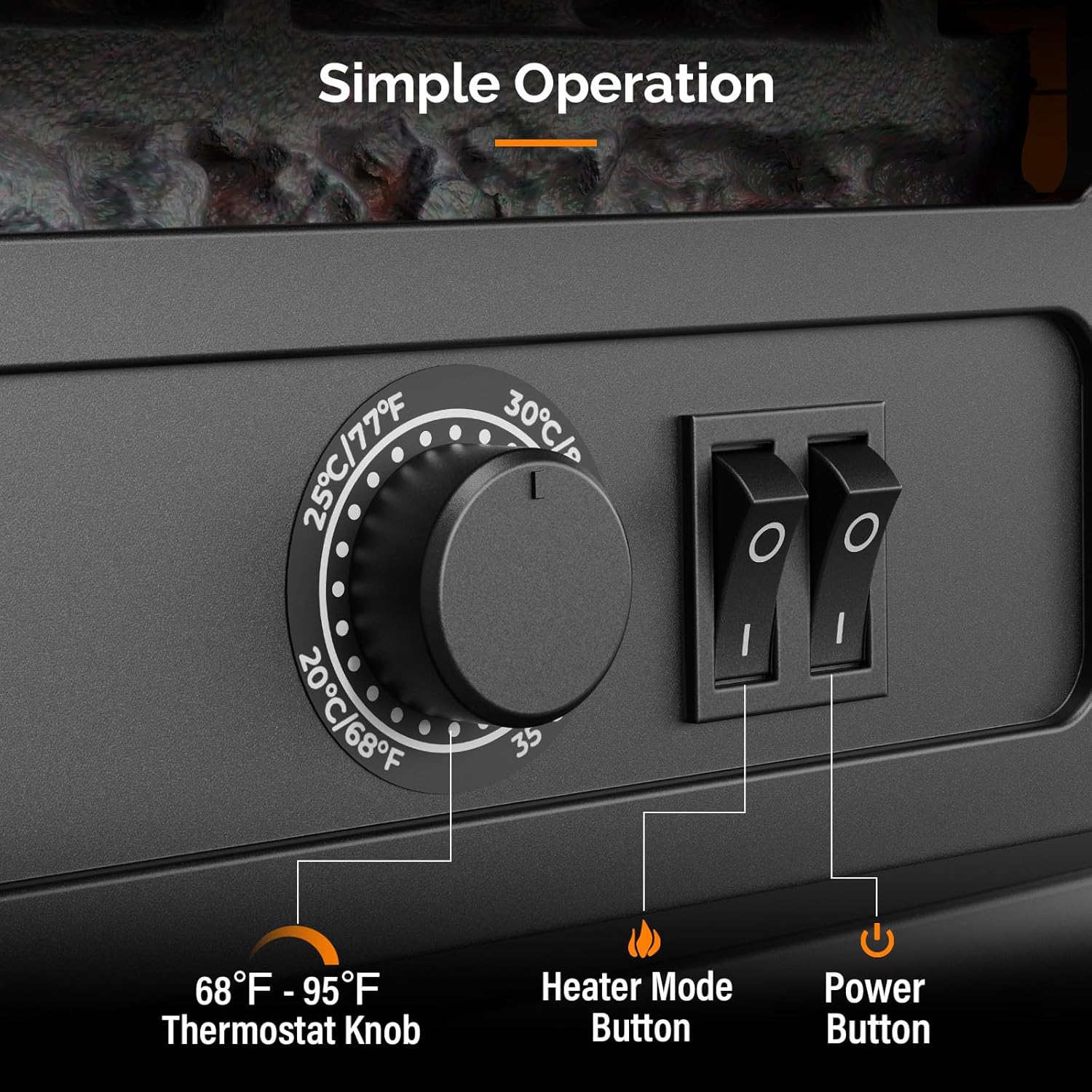 ROVSUN 1500W Electric Fireplace Stove, 22.4