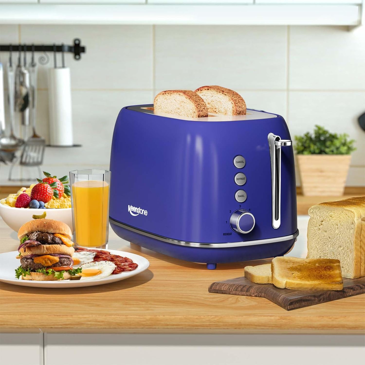 2 Slice Stainless Steel Toaster Retro with 6 Bread Shade Settings, Bagel, Cancel, Defrost Function, 2 Slice Toaster with Extra Wide Slot, Removable Crumb Tray, White