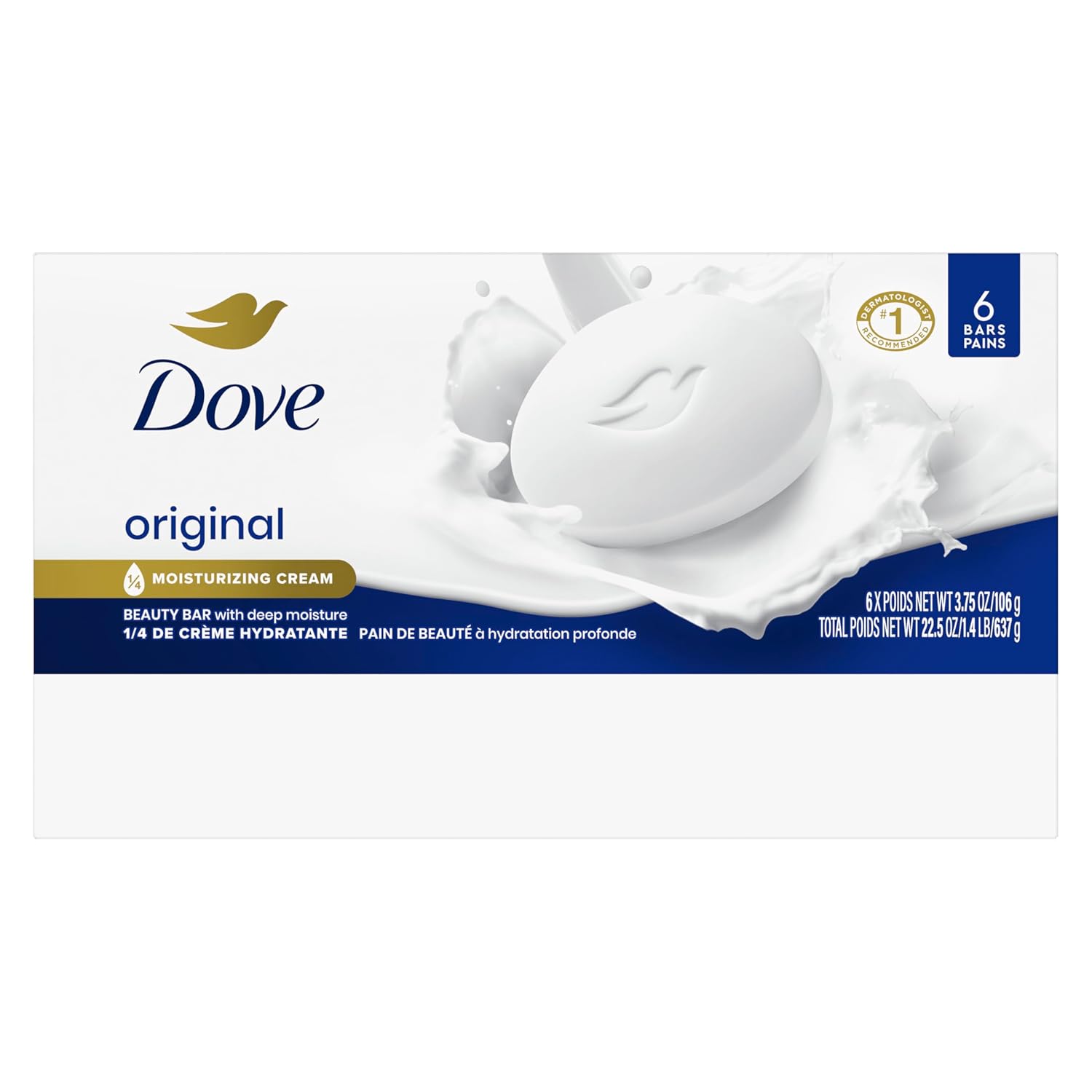 Dove Beauty Bar Gentle Skin Cleanser Moisturizing for Gentle Soft Skin Care Original Made With 1/4 Moisturizing Cream 3.75 oz, 14 Bars