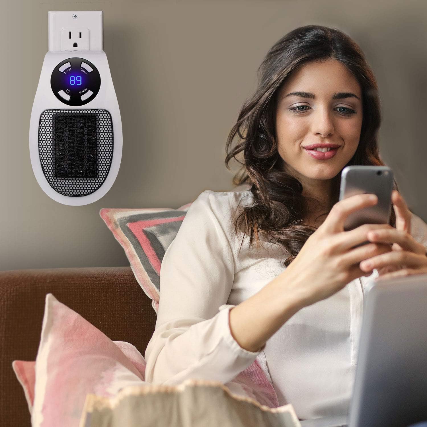350W&450W Space Heater, Remote Wall Outlet Electric Space Heater as Seen on TV with Adjustable Thermostat and Timer and Led Display, Compact for Office Dorm Room