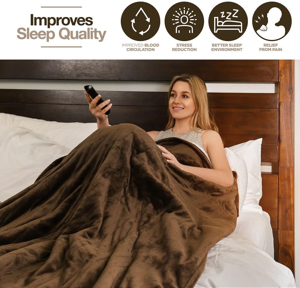 Medical king Heated Blanket, Machine Washable Extremely Soft & Comfortable Electric Blanket Throw Fast Heating with Hand Controller 10 Heating Settings & auto Shut-Off (Gray, 50 x 60)