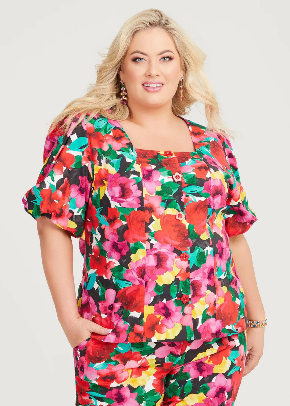 Petunia Floral Linen Jacket
