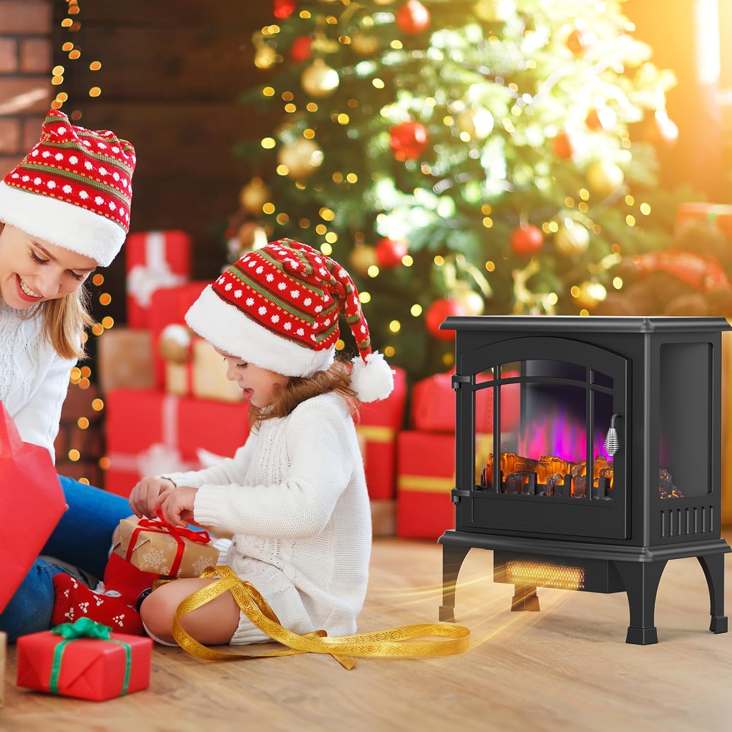 ROVSUN 1500W Electric Fireplace Stove, 22.4